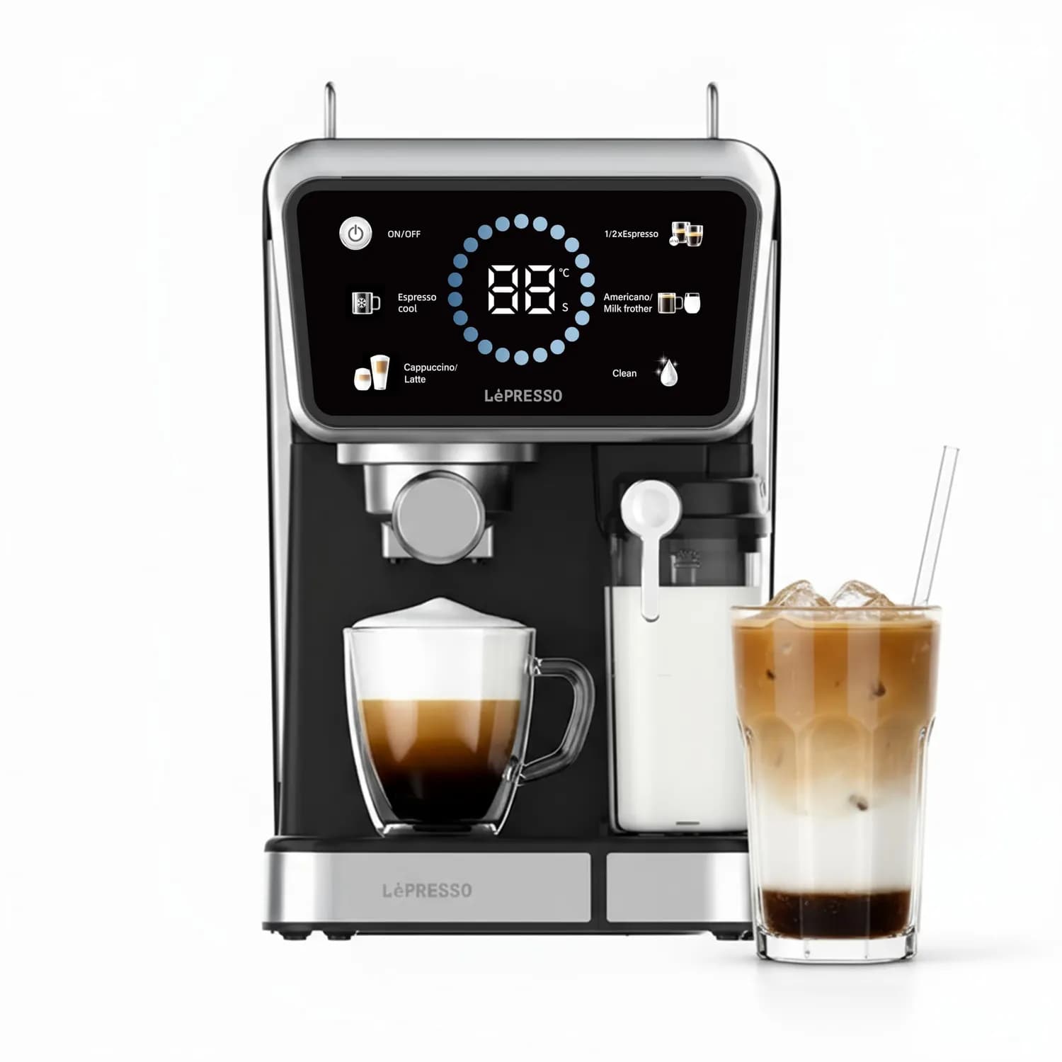 LePresso Coffee Machine - 20Bar Pump, Milk Frother, Black 5