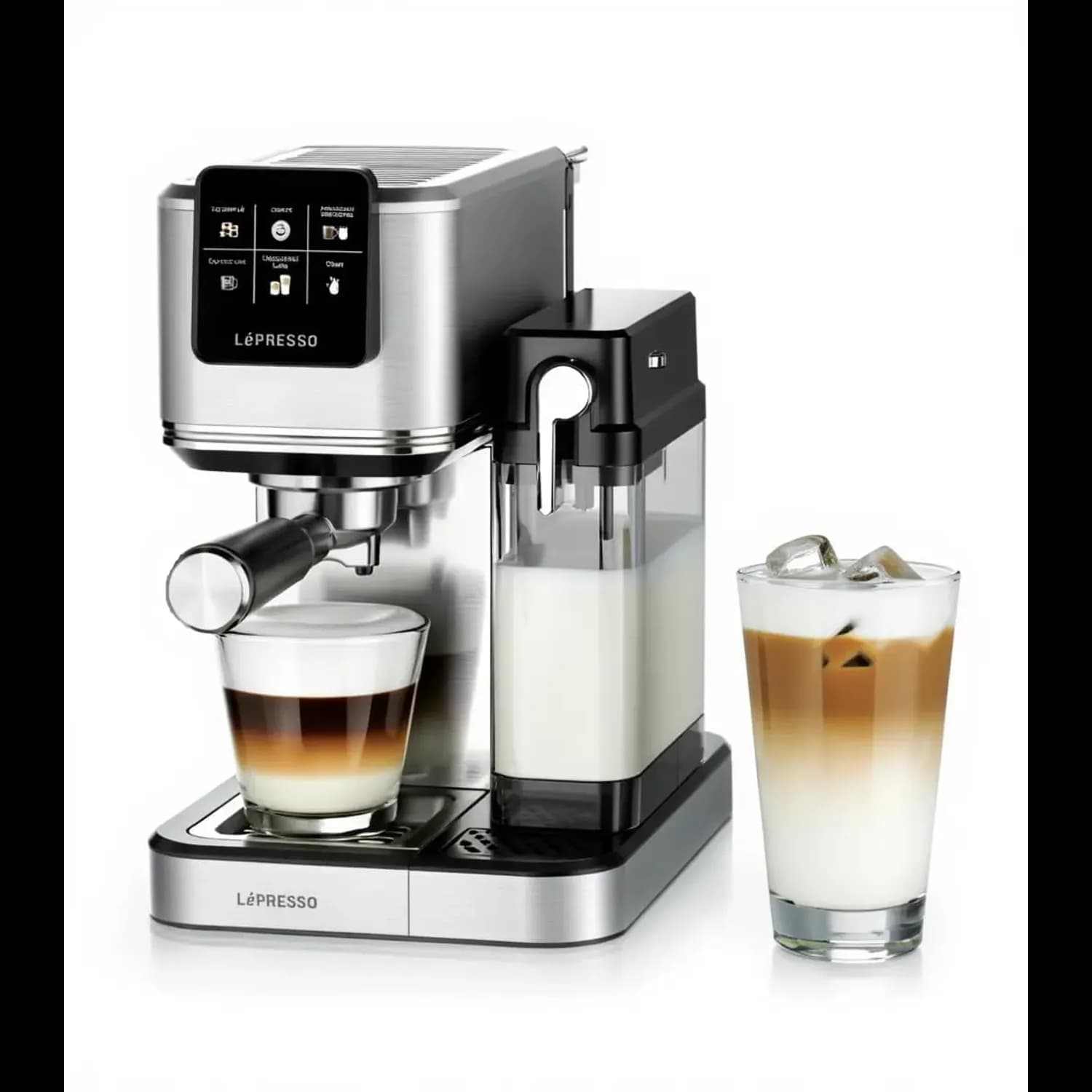 LePresso Coffee Machine - Built-In Milk Frother, Silver 2