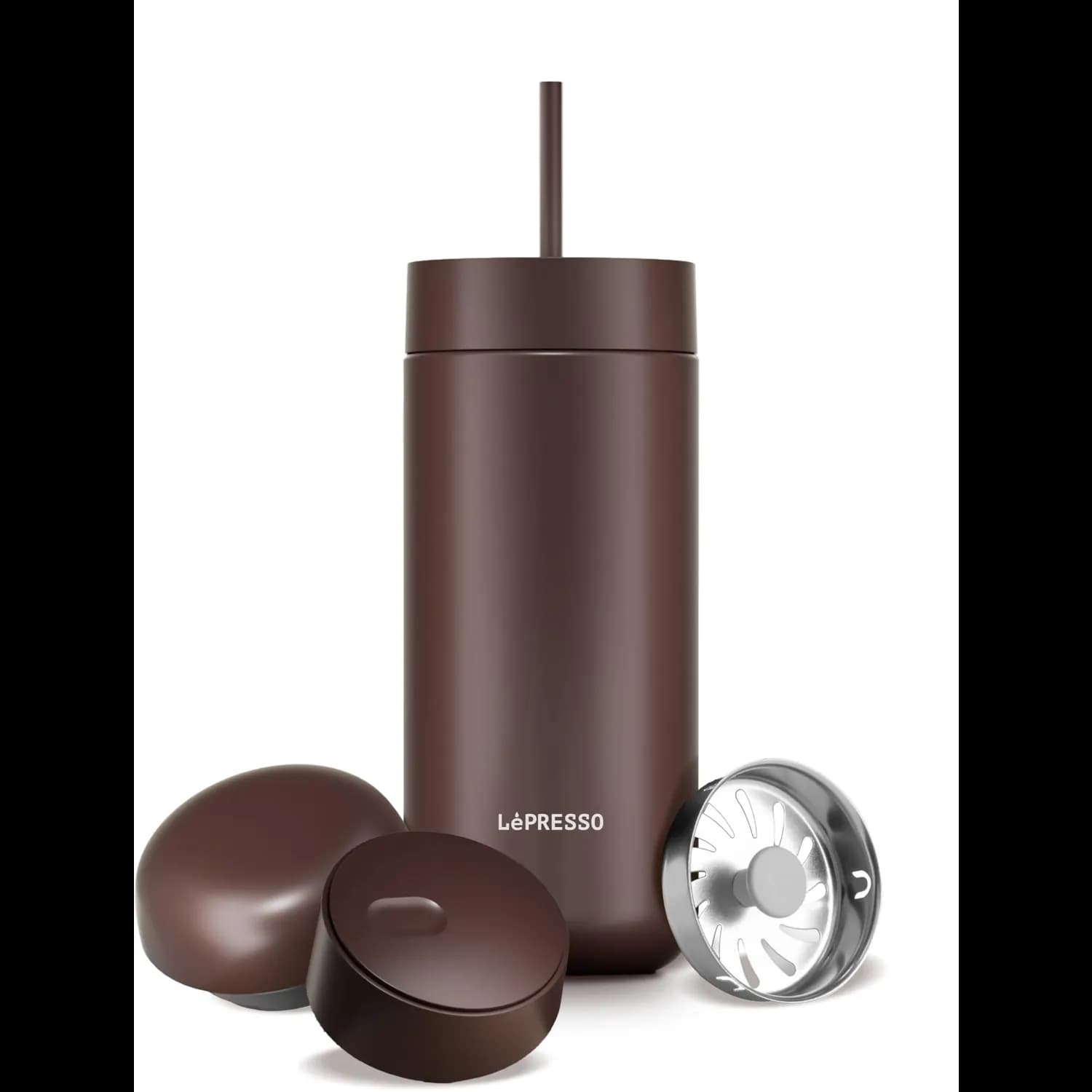 LePresso Tumbler TripleQuench - 590ml Double Wall, Wood Brown — Red 2