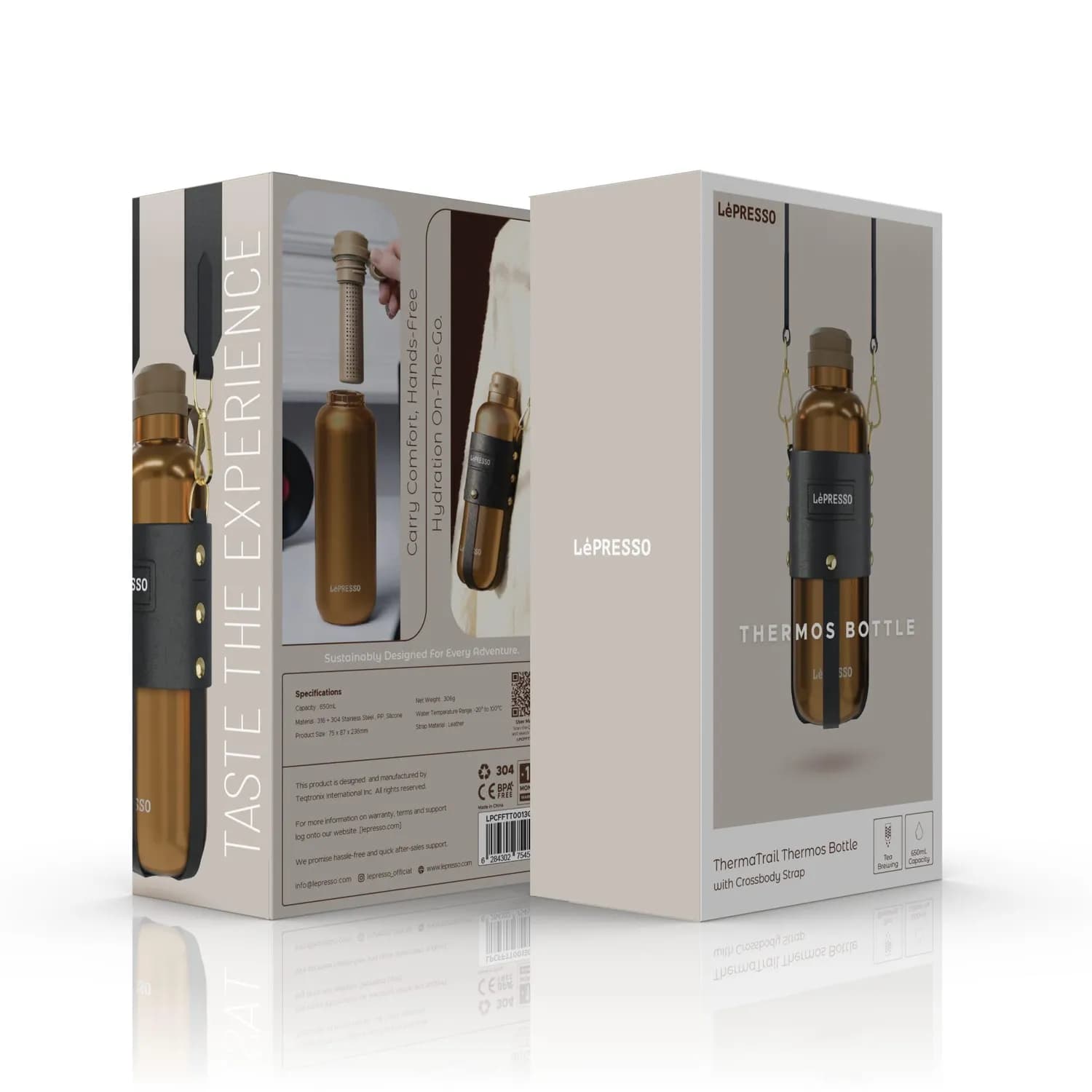 LePresso Thermos Bottle ThermaTrail - 650ml, Gold — Stainless Steel 6