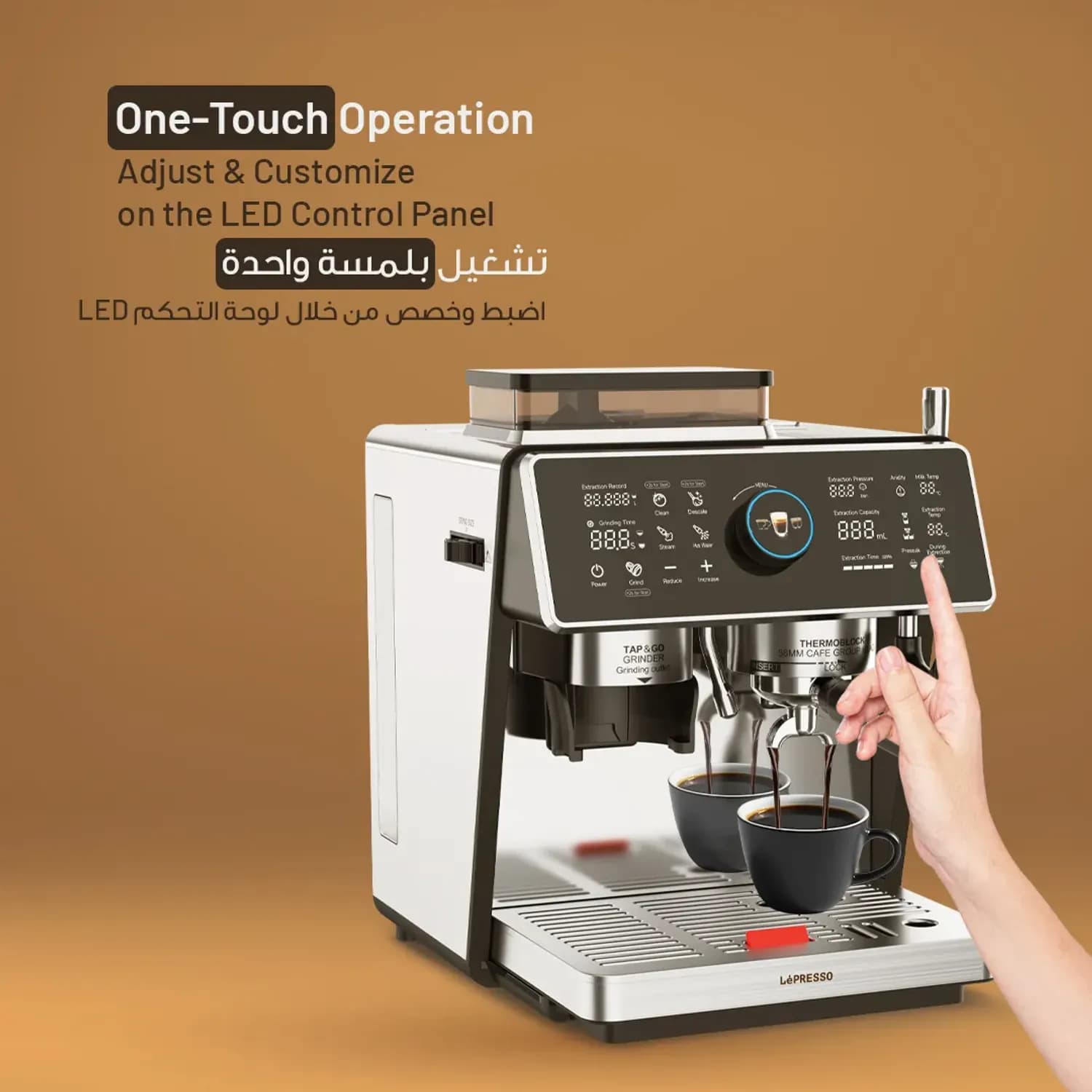 LePresso Coffee Machine - Dual Boiler, Grinder, 20 Bar, Vivente 4