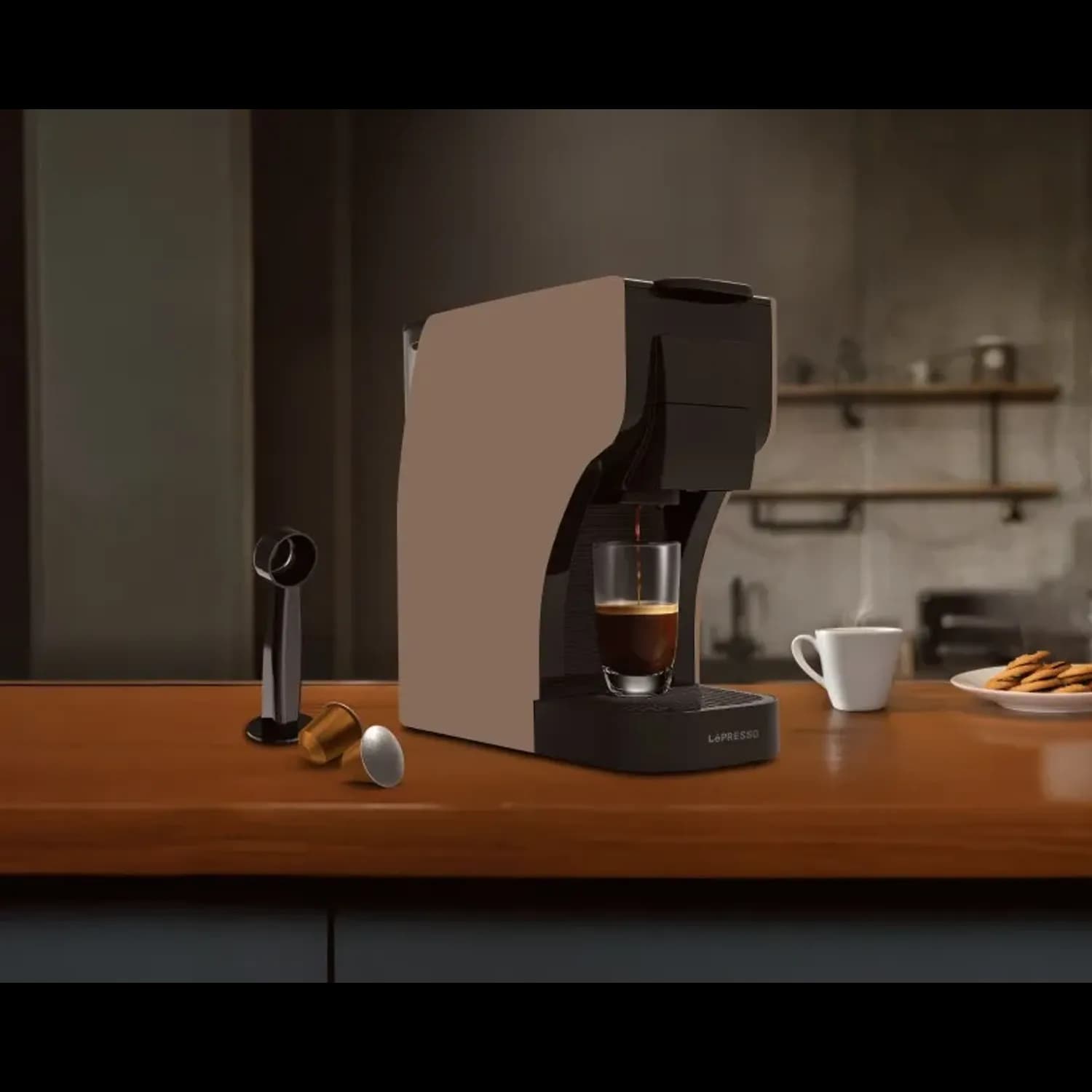 LePresso Coffee Machine - Multi-Capsule, Brown — Black 4