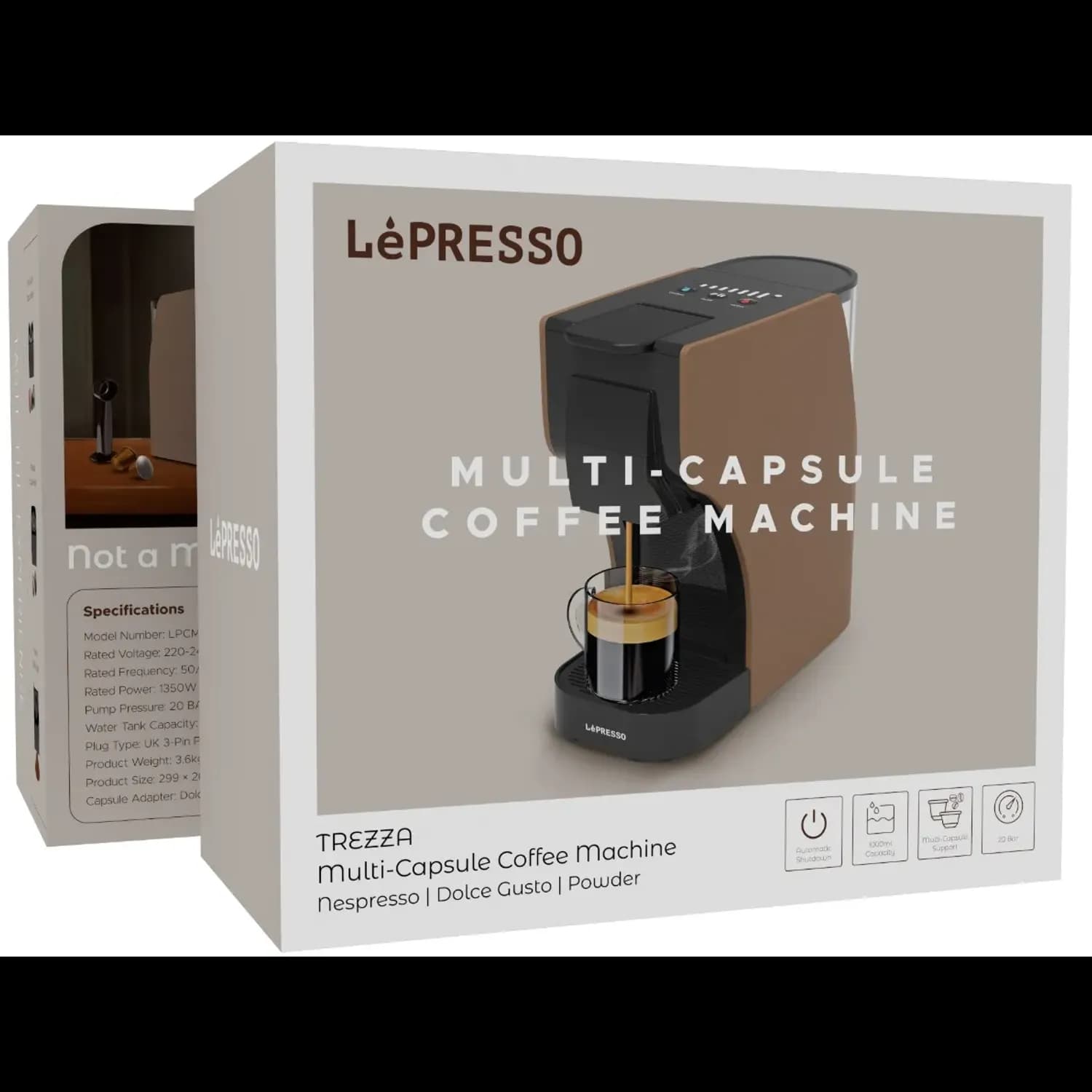 LePresso Coffee Machine - Multi-Capsule, Brown — Black 5