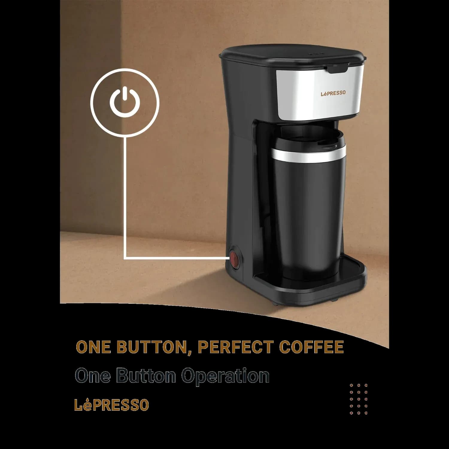 LePresso Coffee Brewer - 400ml Travel Mug, Lightweight, Black 4
