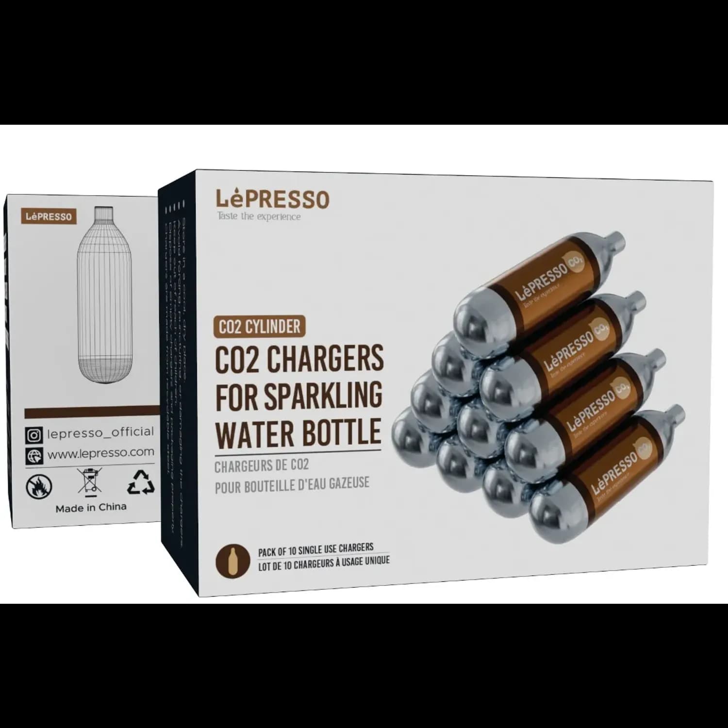 LePresso Sparkling Water Bottle FIZZFLOW - 8g CO2 Capsule, 10 Pcs 2