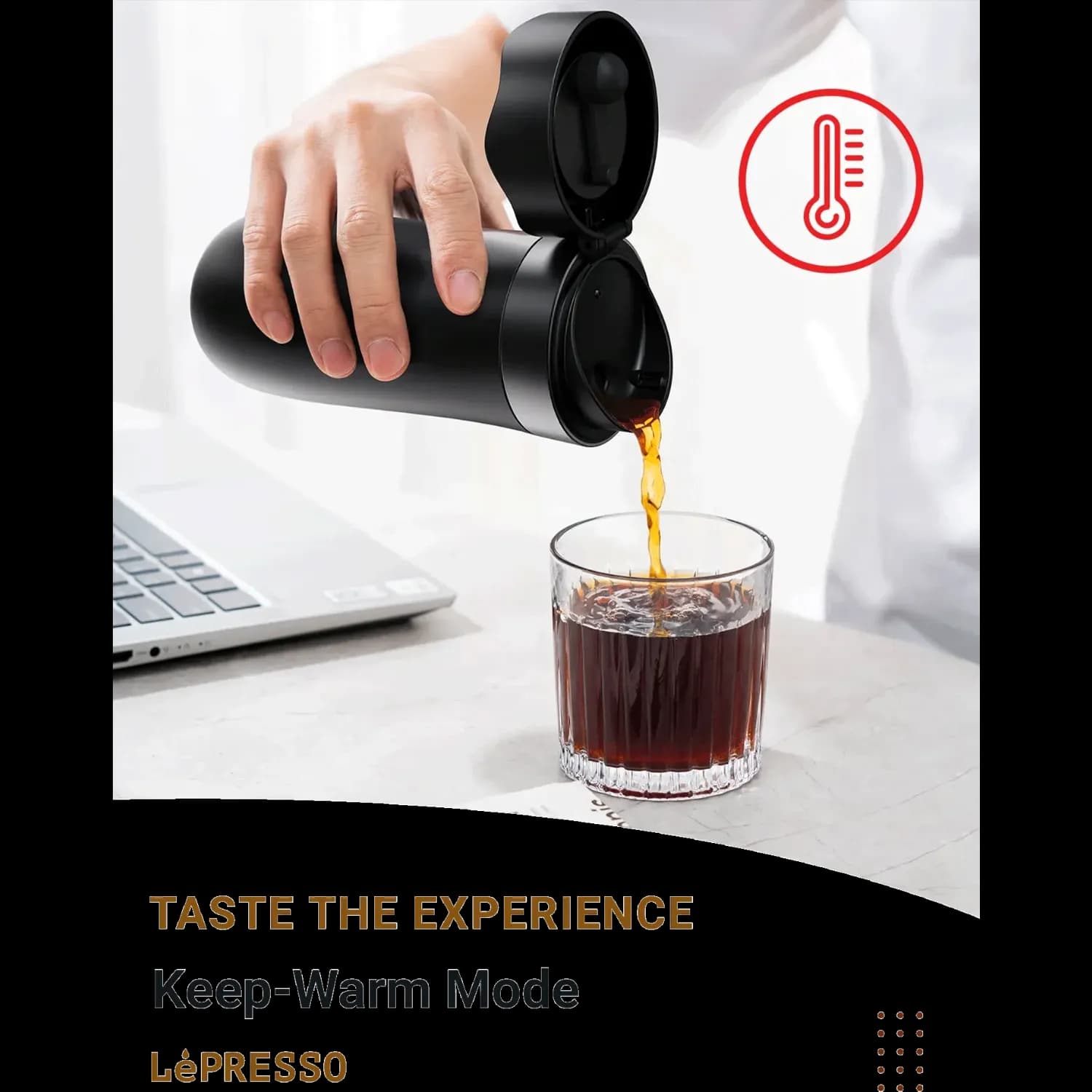 LePresso Insulated Mug - French Press, 320ml Black 2