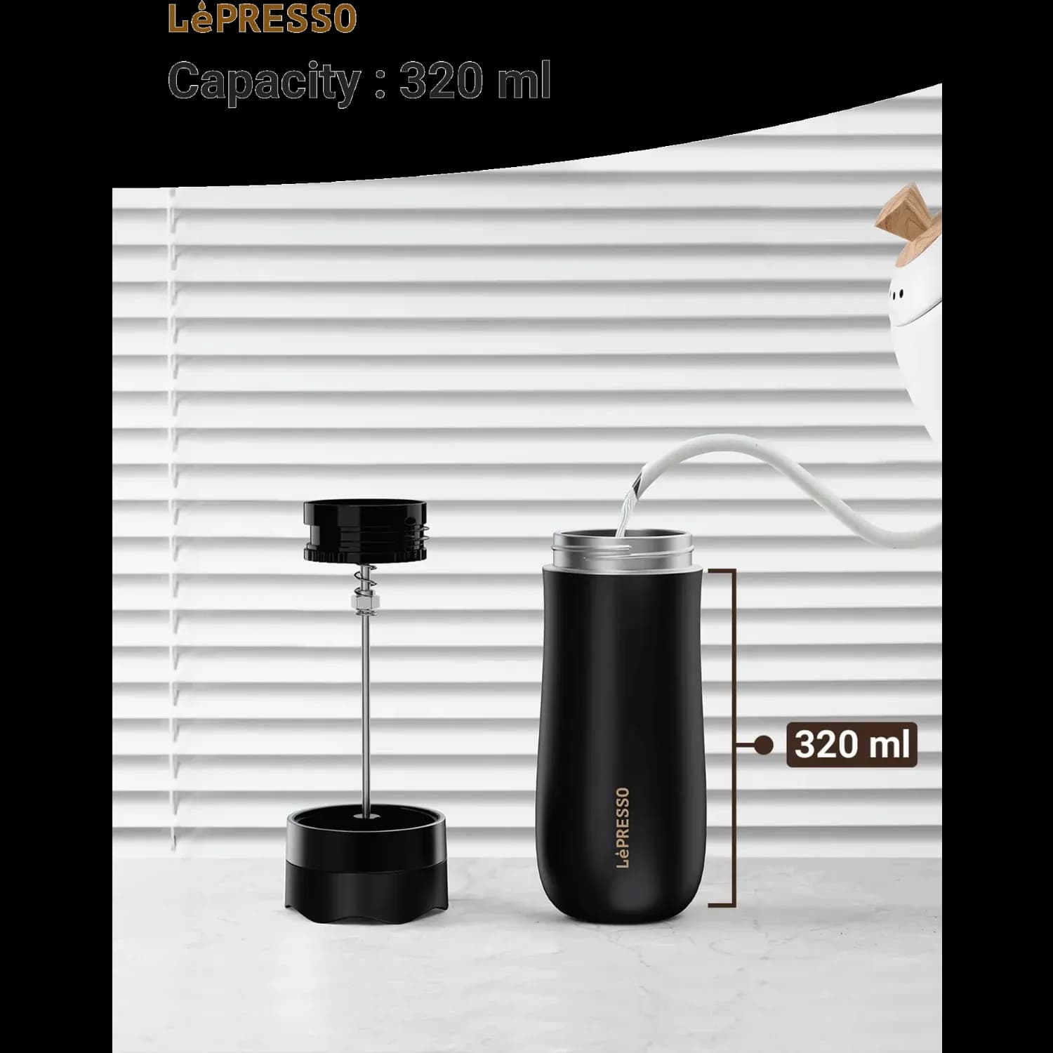LePresso Insulated Mug - French Press, 320ml Black 3