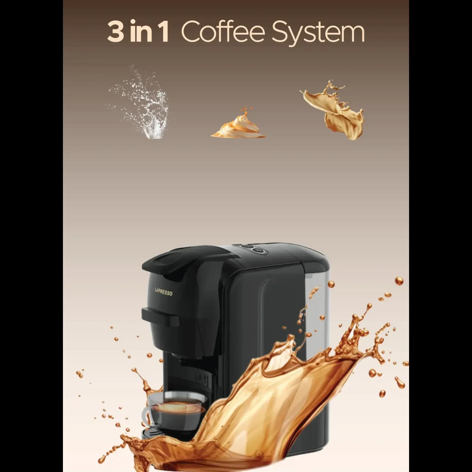 LePresso Coffee Maker LIETO - 3-in-1 Capsule, 19Bar, Black 4