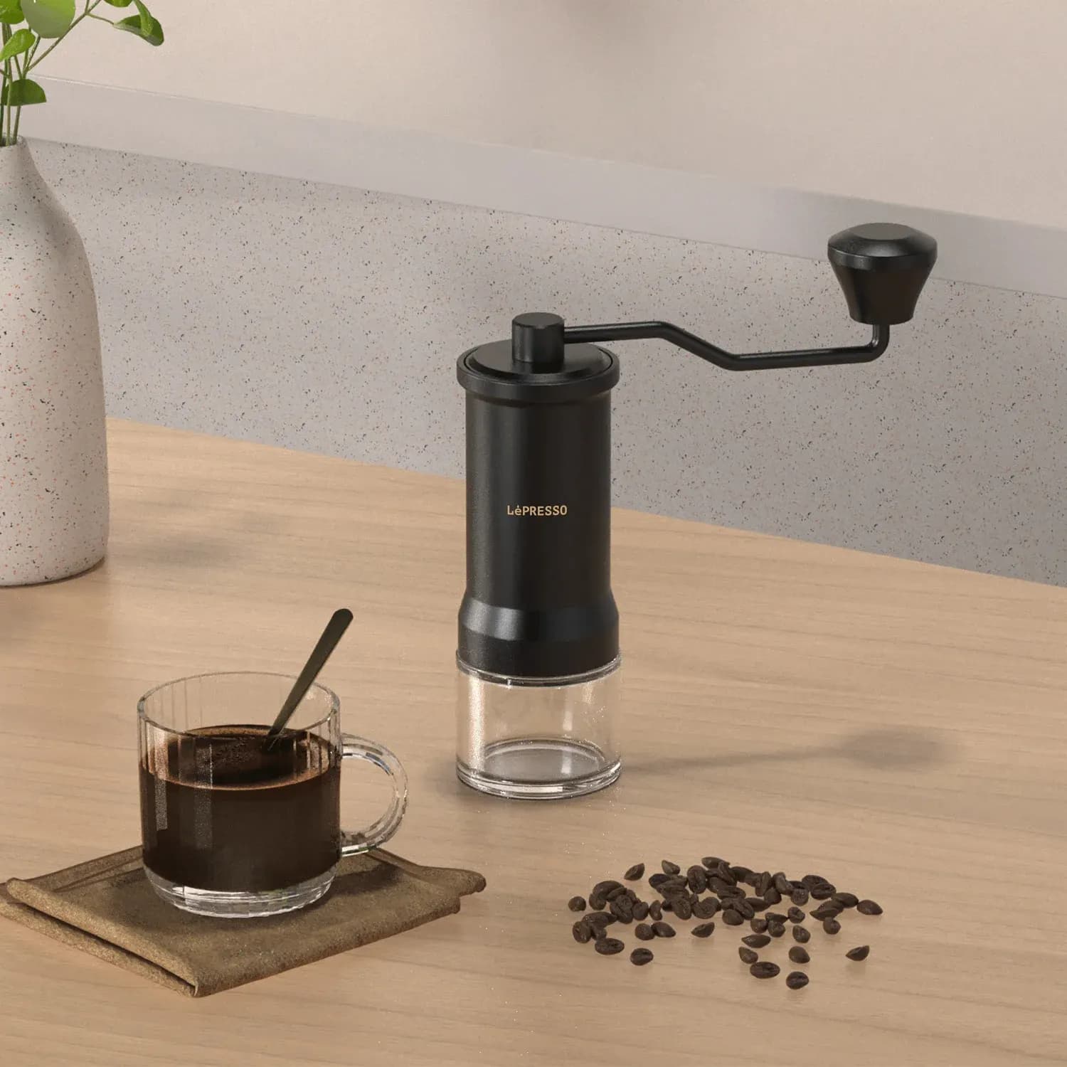 LePresso Burr Grinder - 35g Glass Container, Black 2