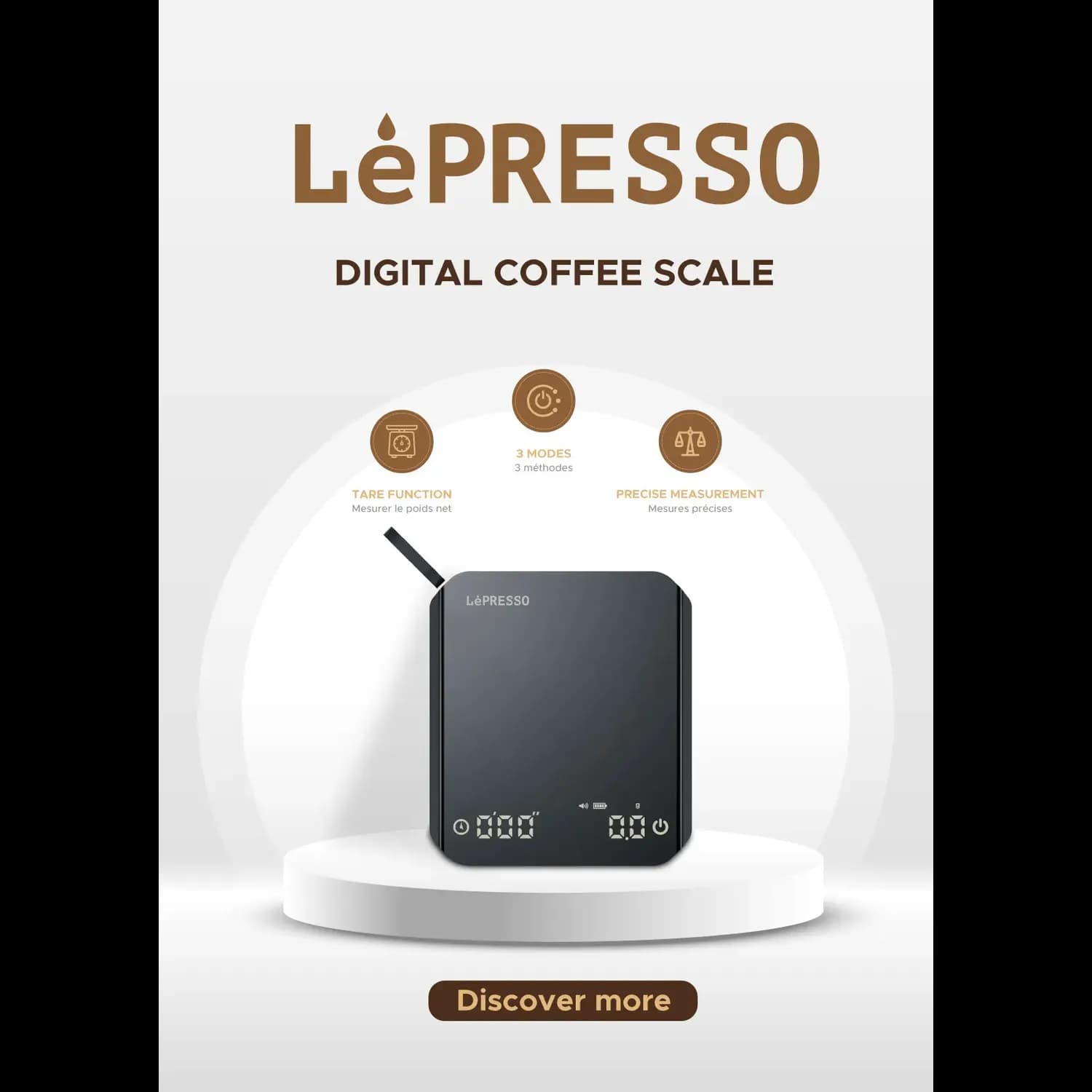 LePresso Digital Coffee Scale - Rechargeable, Timer, Type-C 3