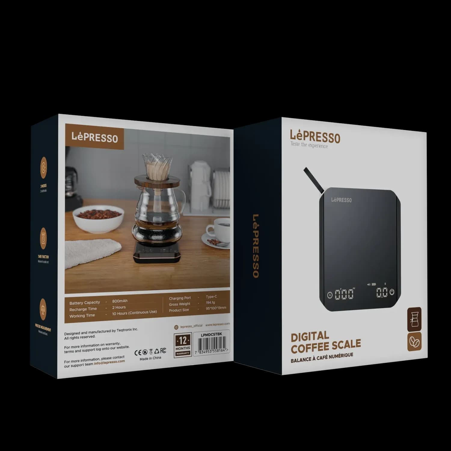 LePresso Digital Coffee Scale - Rechargeable, Timer, Type-C 4