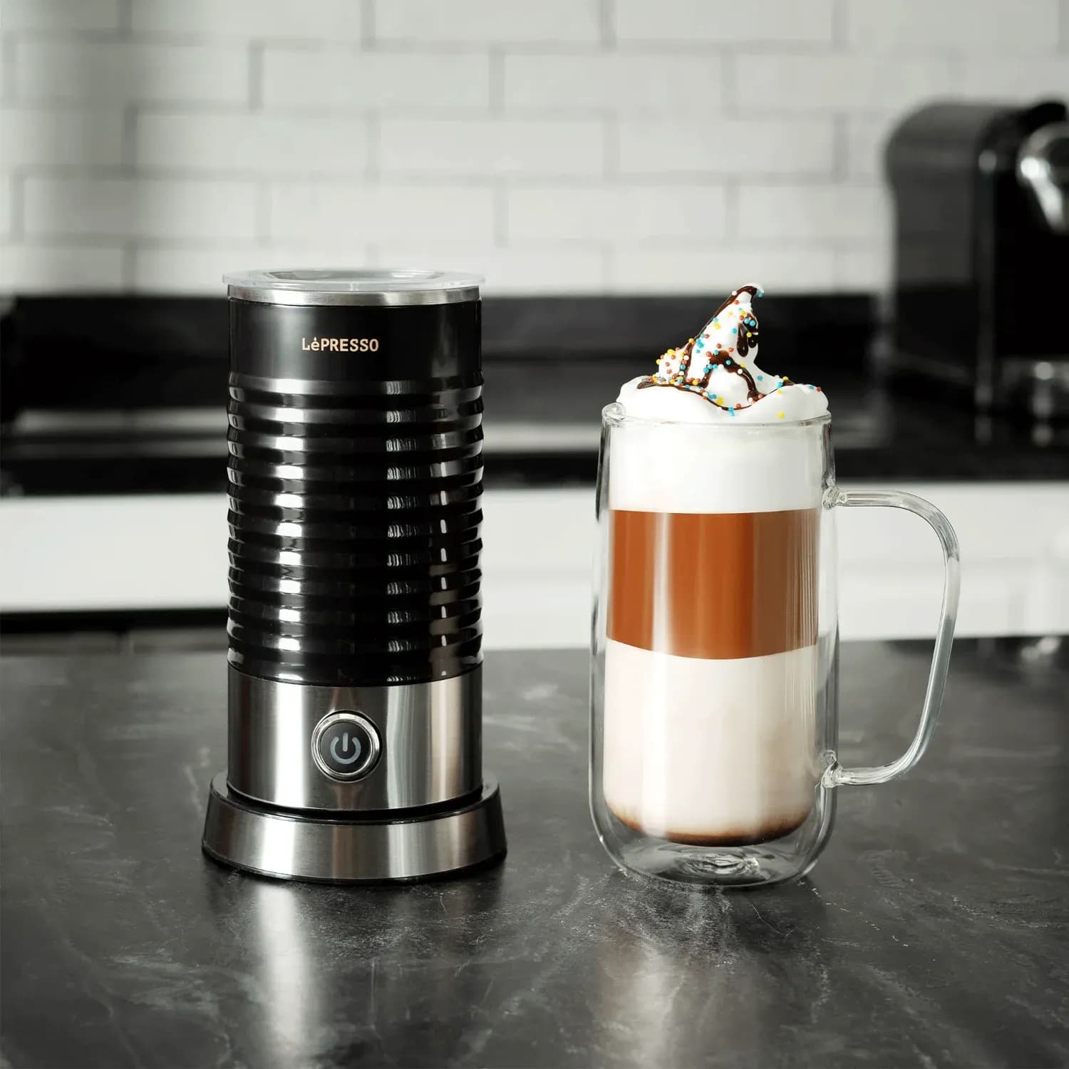 LePresso Milk Frother - Hot & Cold, 100mL, Black 3