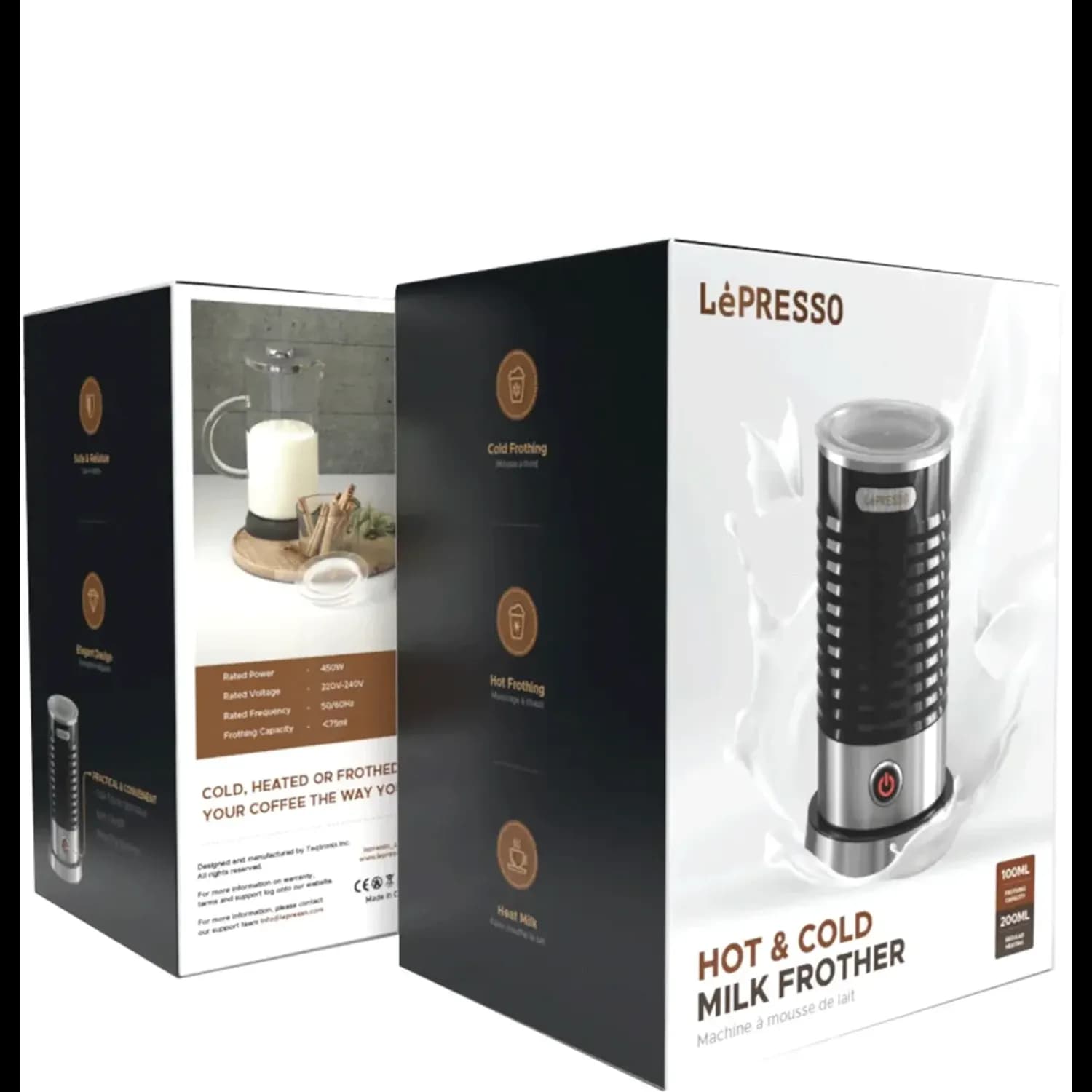 LePresso Milk Frother - Hot & Cold, 100mL, Black 5