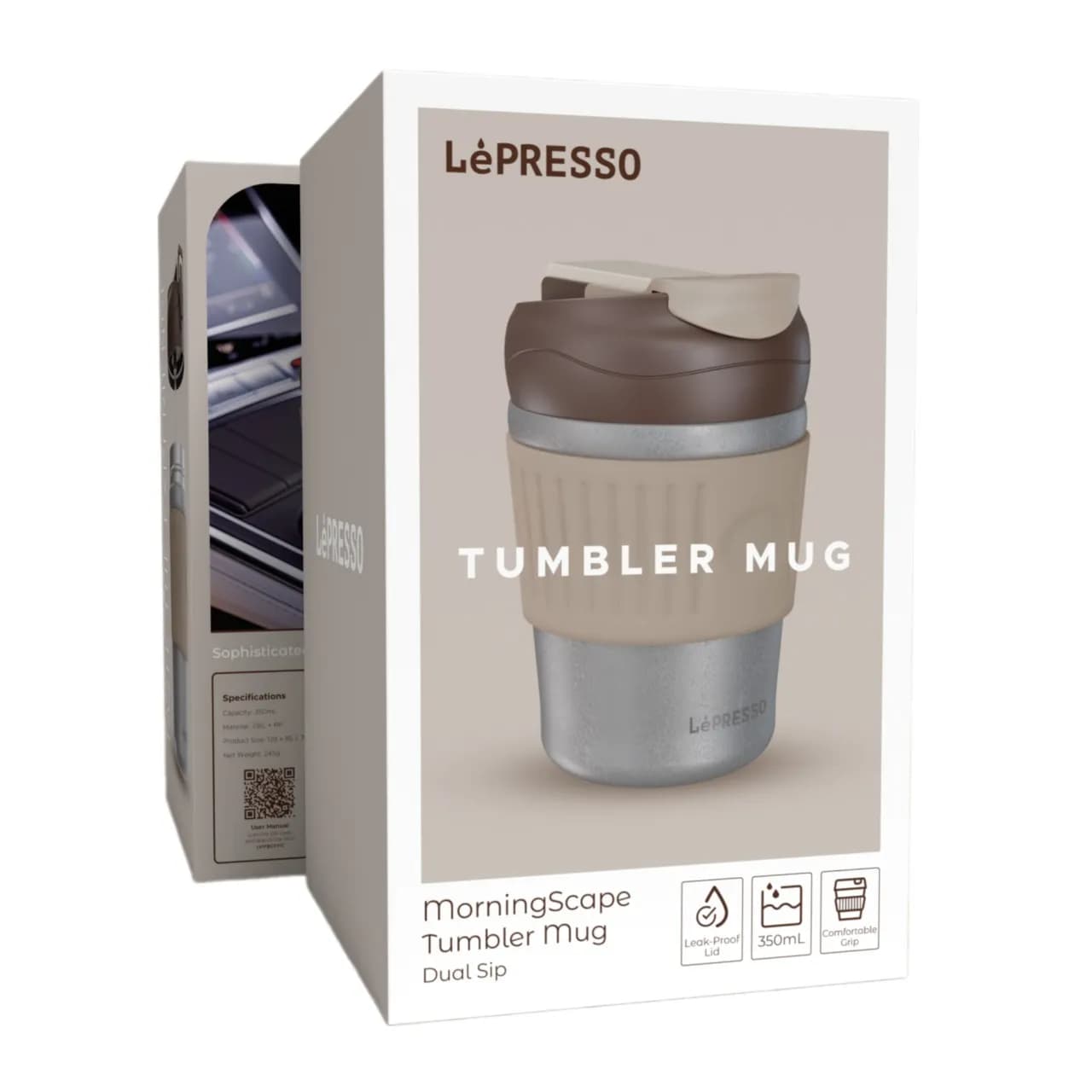 Lepresso Morningscape Tumbler Mug Dual Sip - Grey 4