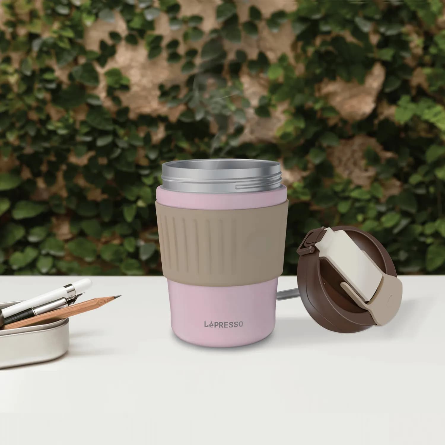 LePresso Tumbler Mug - Dual Sip Lid, 350ml Pink — Pink 3