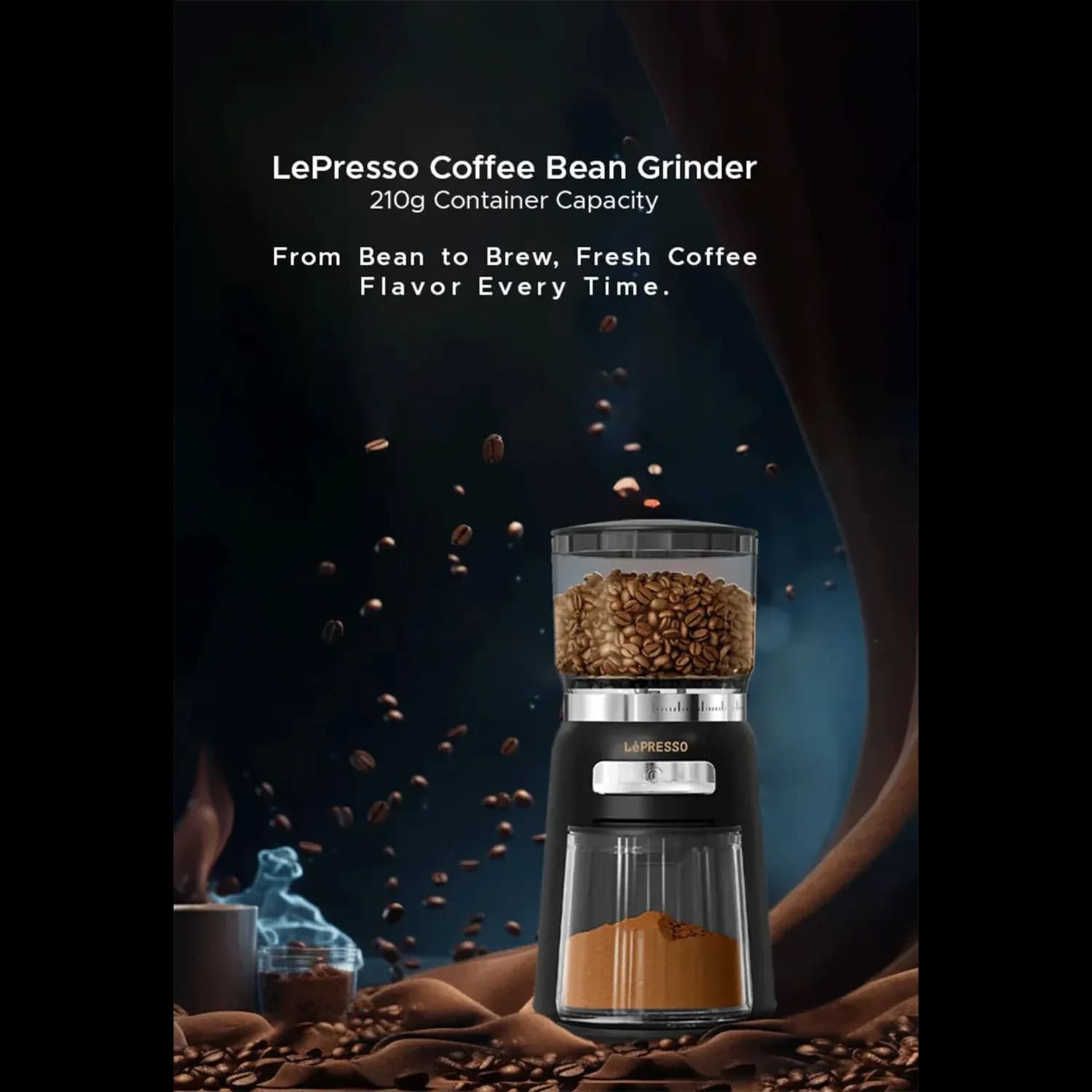LePresso Coffee Bean Grinder - 20 Grind Sizes, Black 3