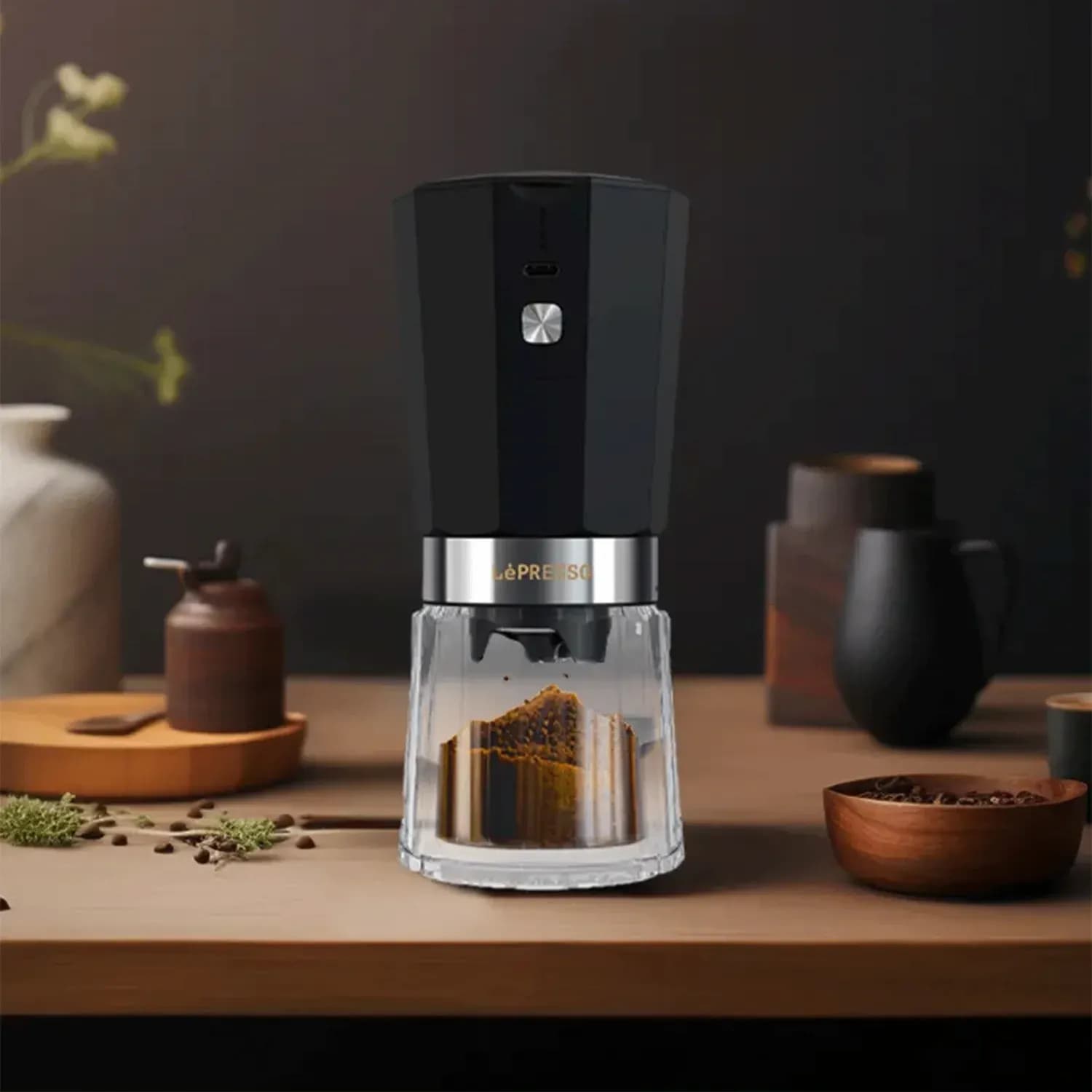LePresso Cordless Conical Burr Grinder - 18W, Black 2