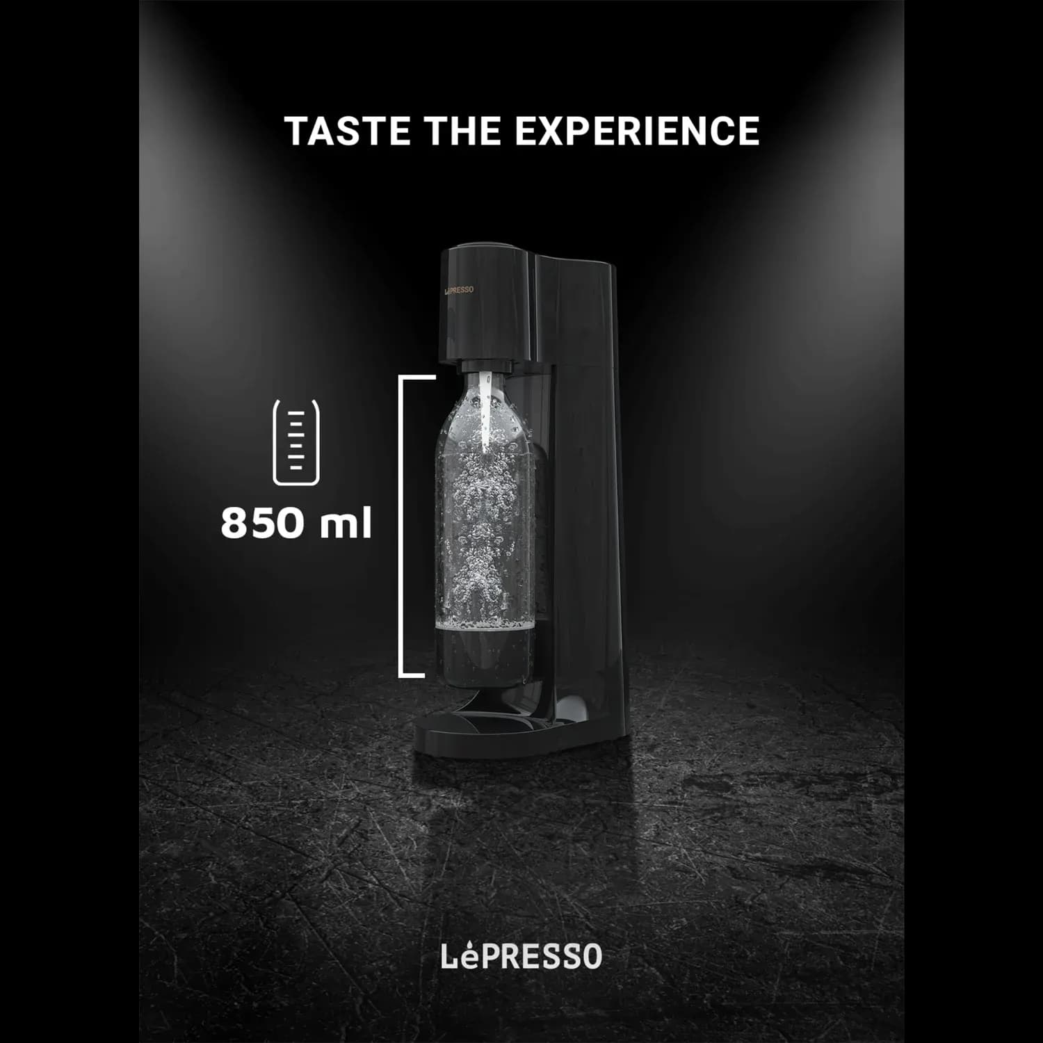 LePresso Sparkling Water Maker - Cordless 850ml, Black 5
