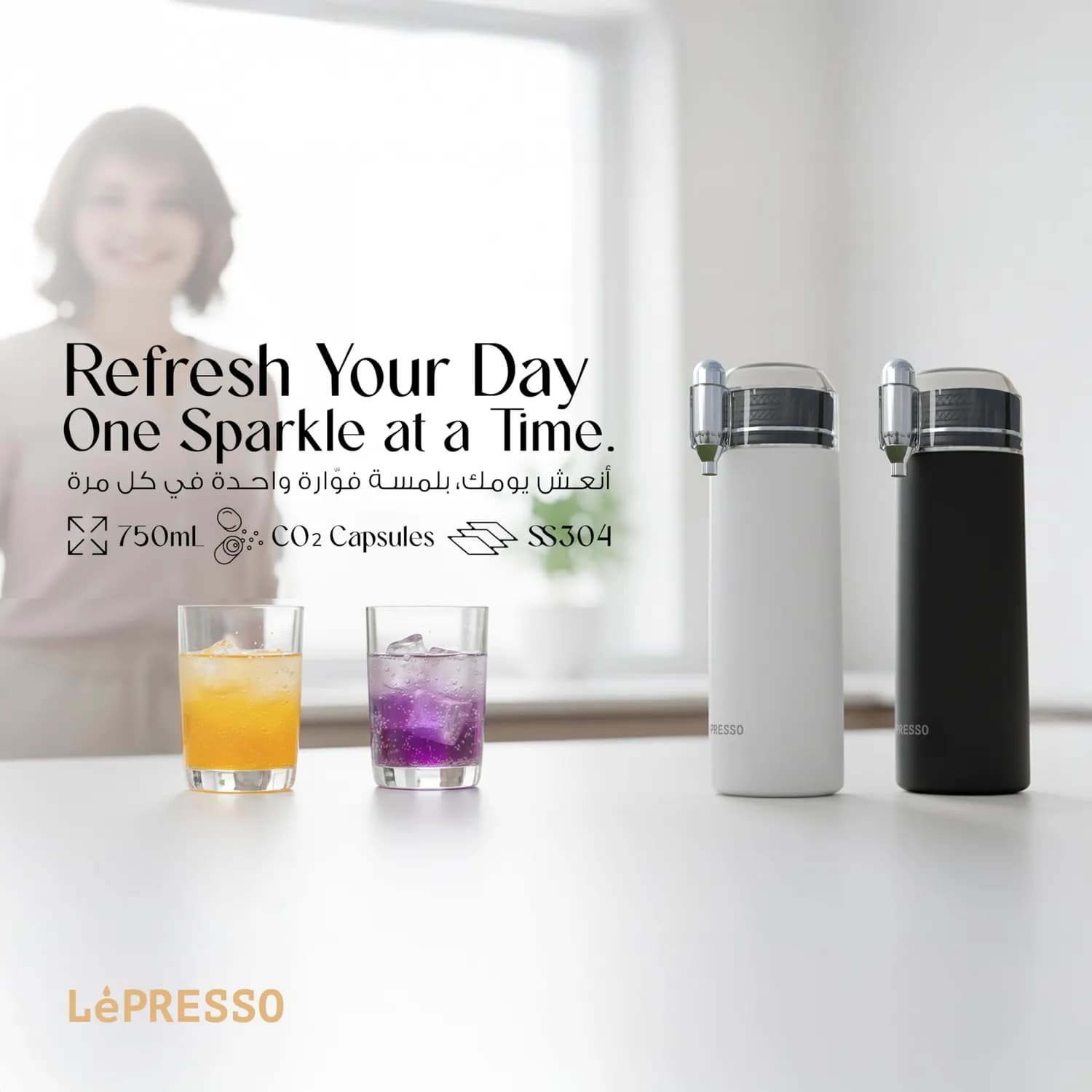 LePresso Sparkling Water Maker - Double Wall Vacuum, 750mL, White — White 2