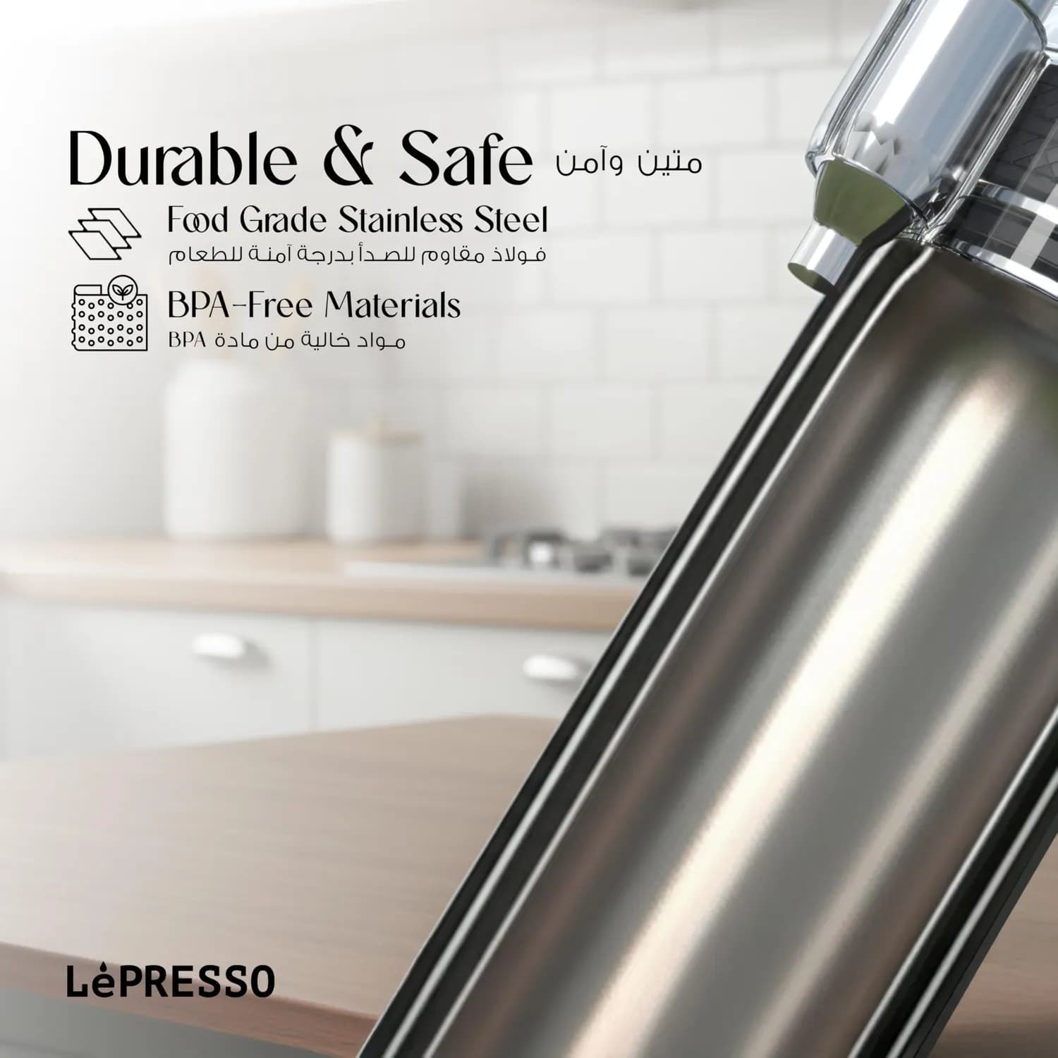 LePresso Sparkling Water Maker - Double Wall Vacuum, 750mL, White — White 4