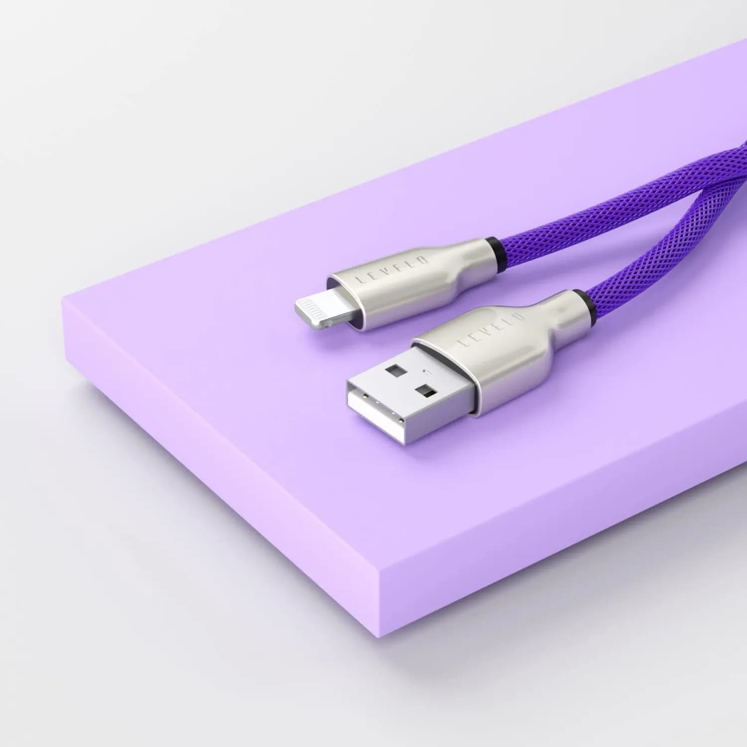 Levelo USB-C to Lightning Cable - 27W Fast Charging, Deep Purple 2