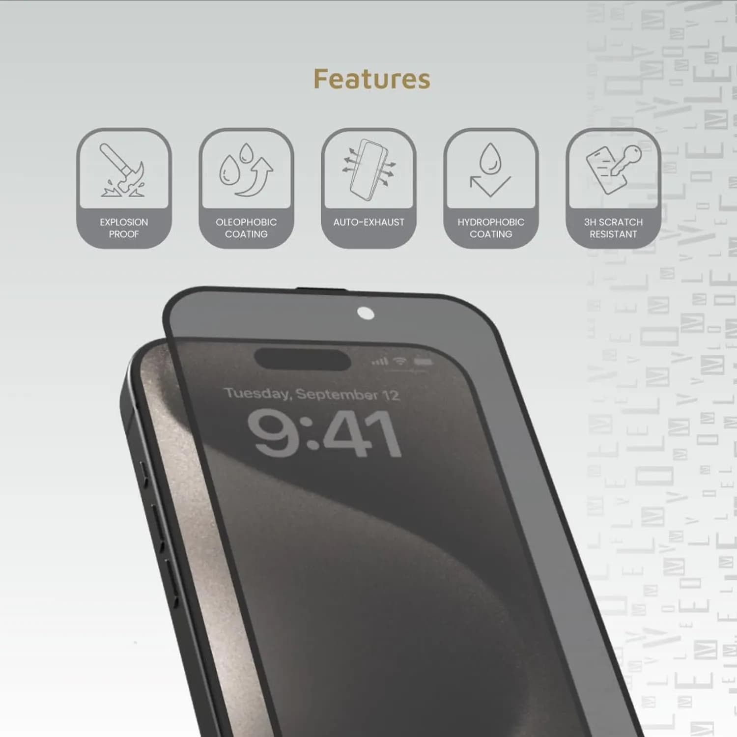 Levelo Screen Protector iPhone 16 Pro Max - 3H Scratch Resistant, Black — Black 4