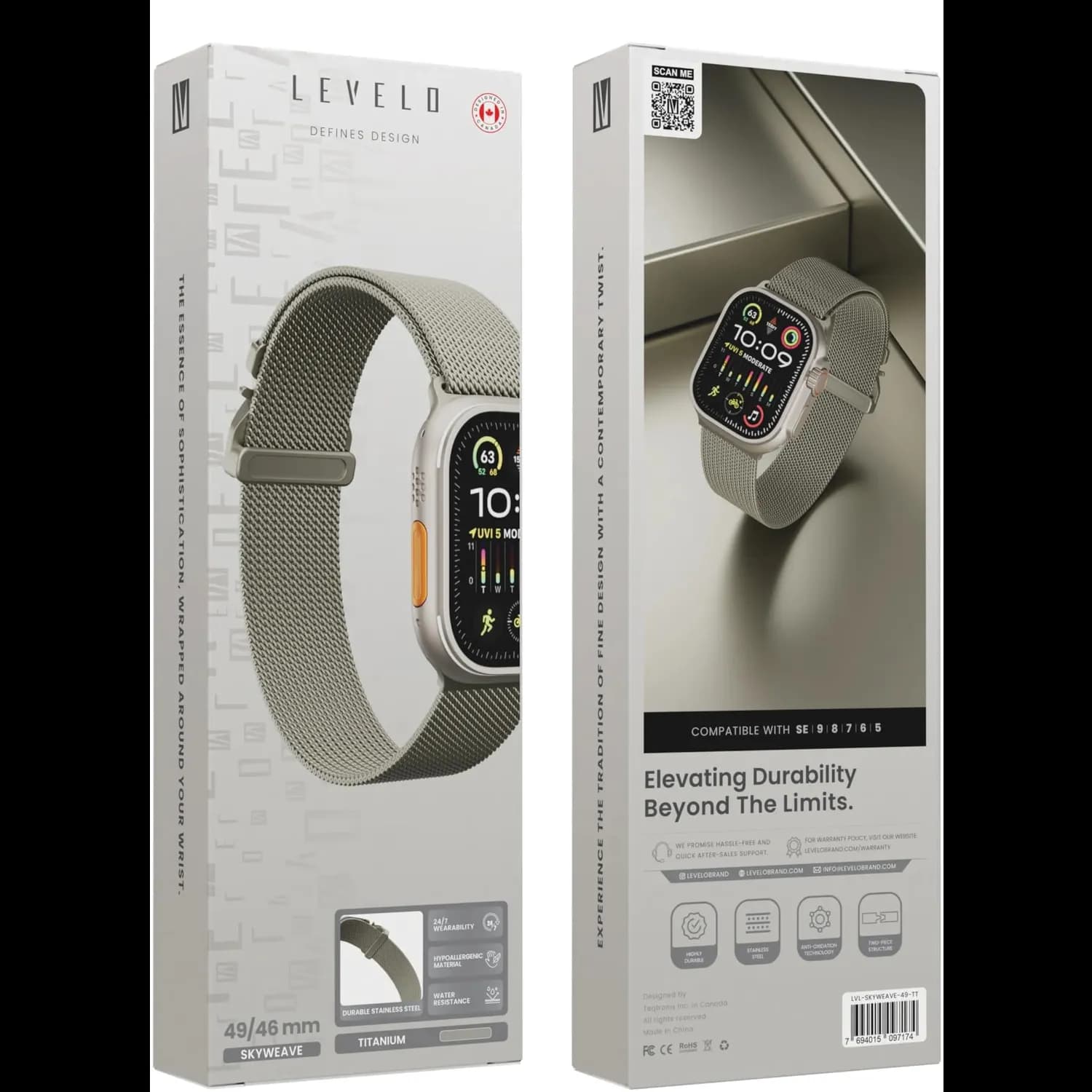 LEVELO Watch Strap SkyWeave - Titanium, Silicone 5