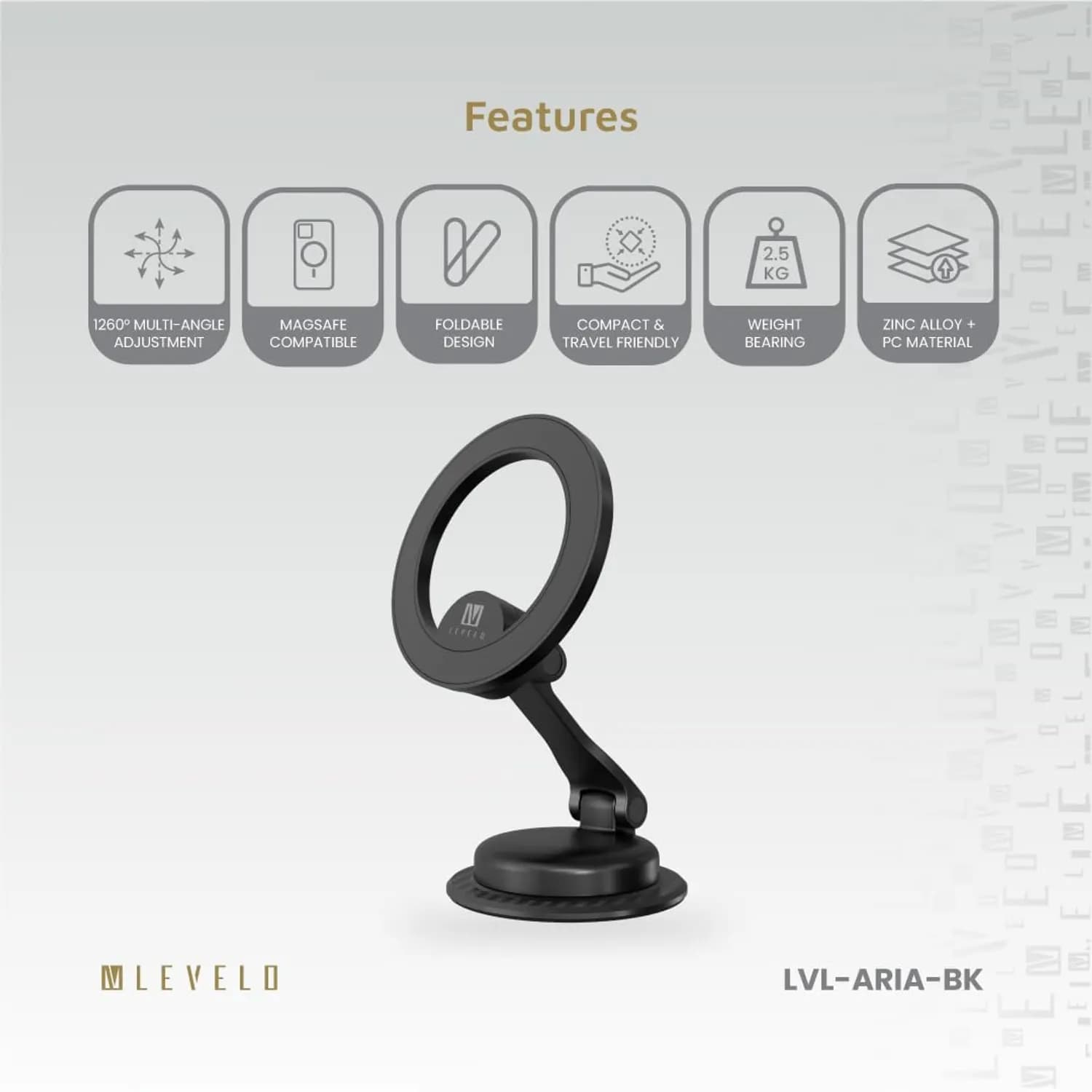 Levelo Aria MagSafe Car Phone Holder With Rotatable Base 2