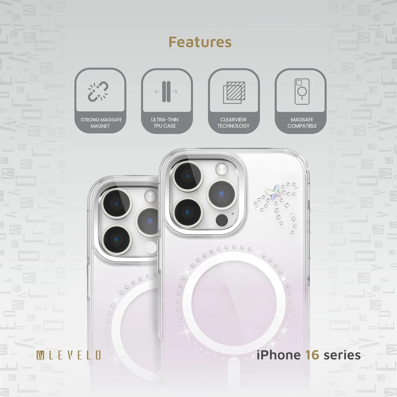 Levelo MagSafe Case iPhone 16 Pro - Transparent/Purple 2