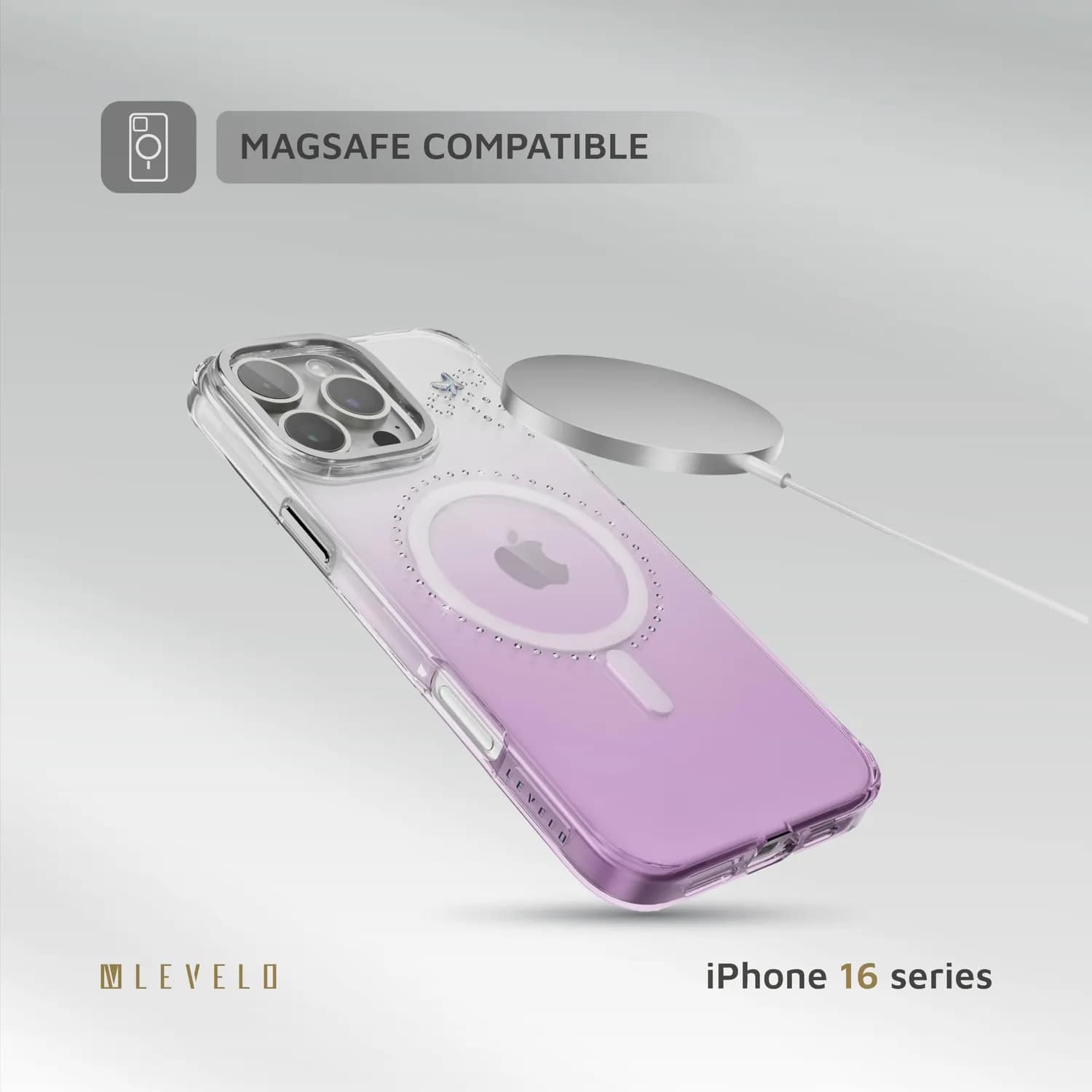 Levelo MagSafe Case iPhone 16 Pro - Transparent/Purple 3