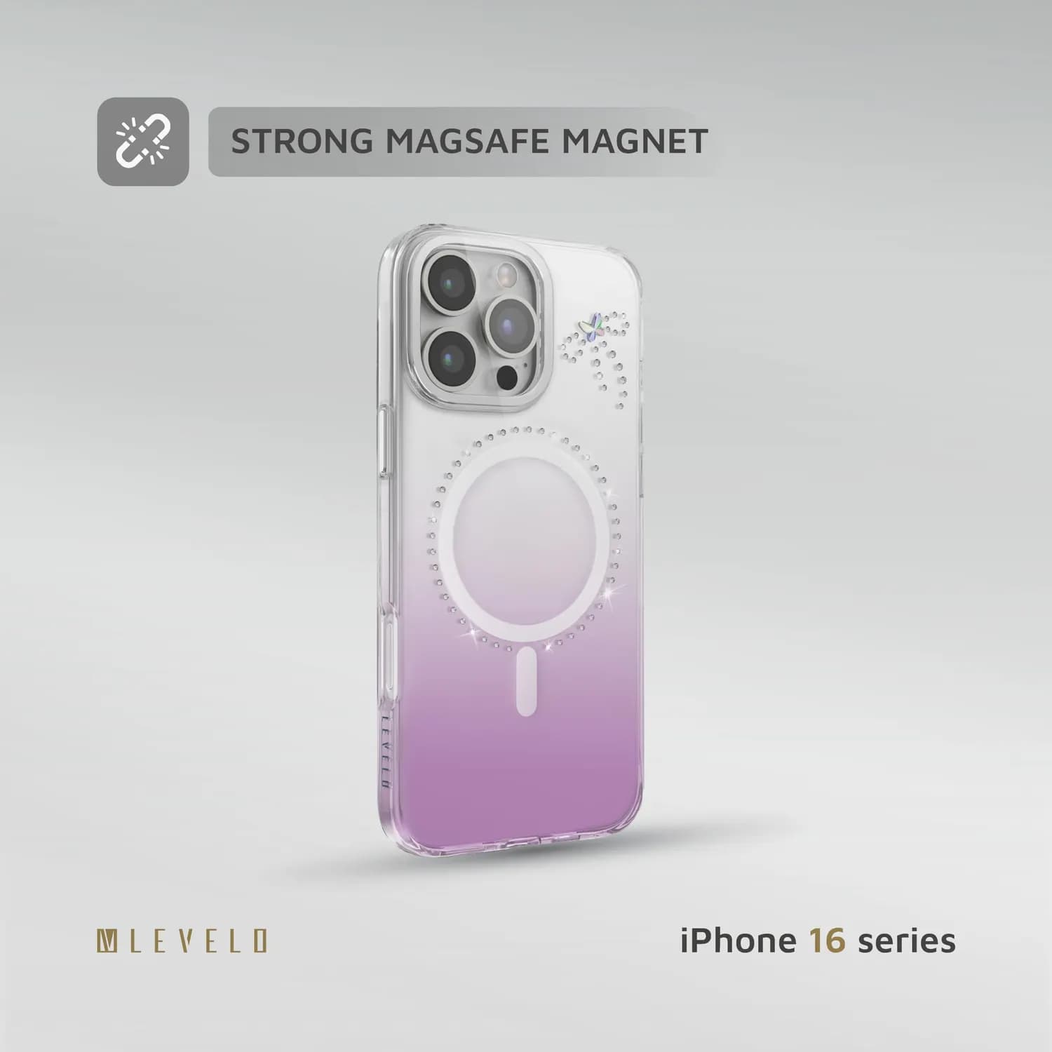 Levelo MagSafe Case iPhone 16 Pro - Transparent/Purple 5