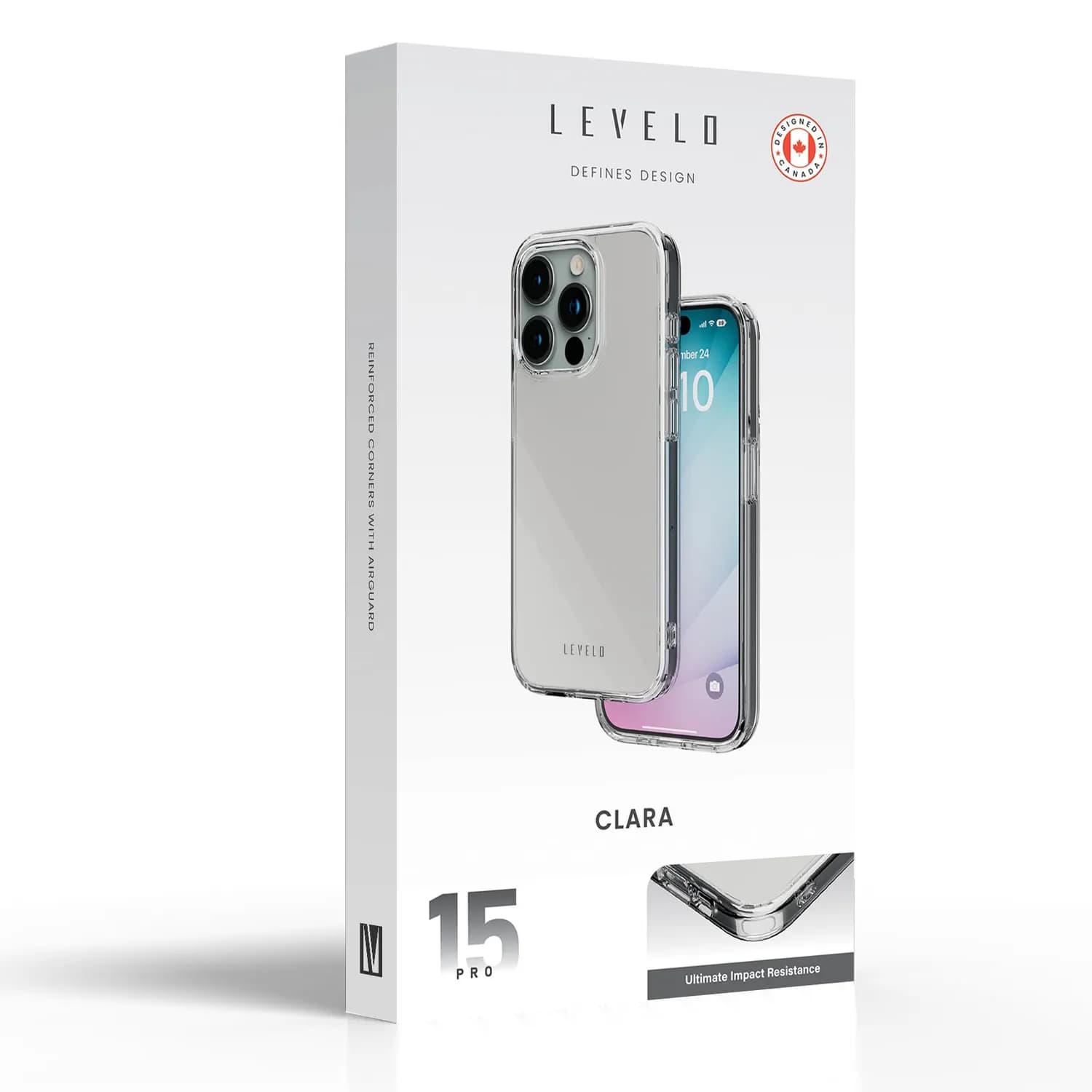 LEVELO Clear Case Clara - Shock-Proof, Clear, iPhone 15 Pro Max 3