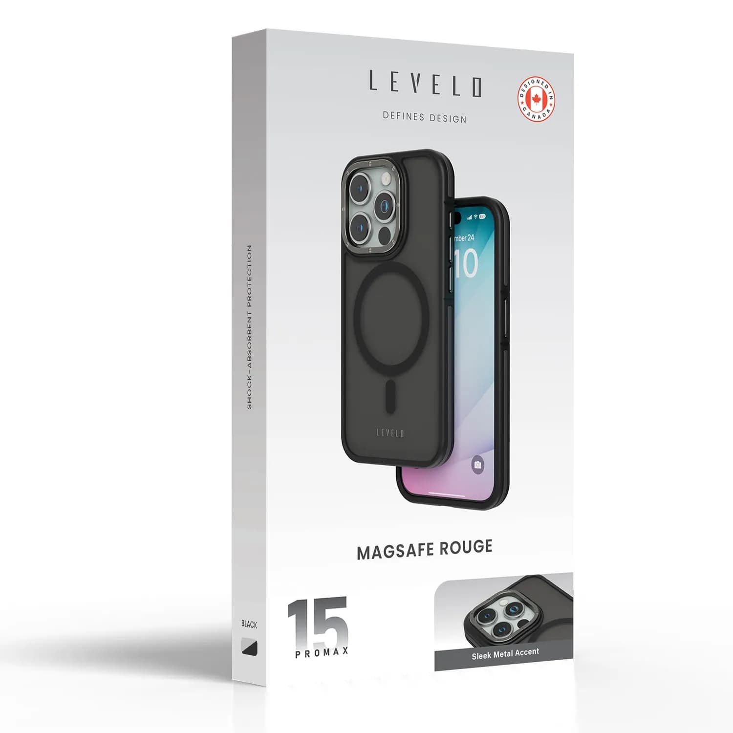 LEVELO Case iPhone 15 Pro Max - Rouge, Black — Black 3
