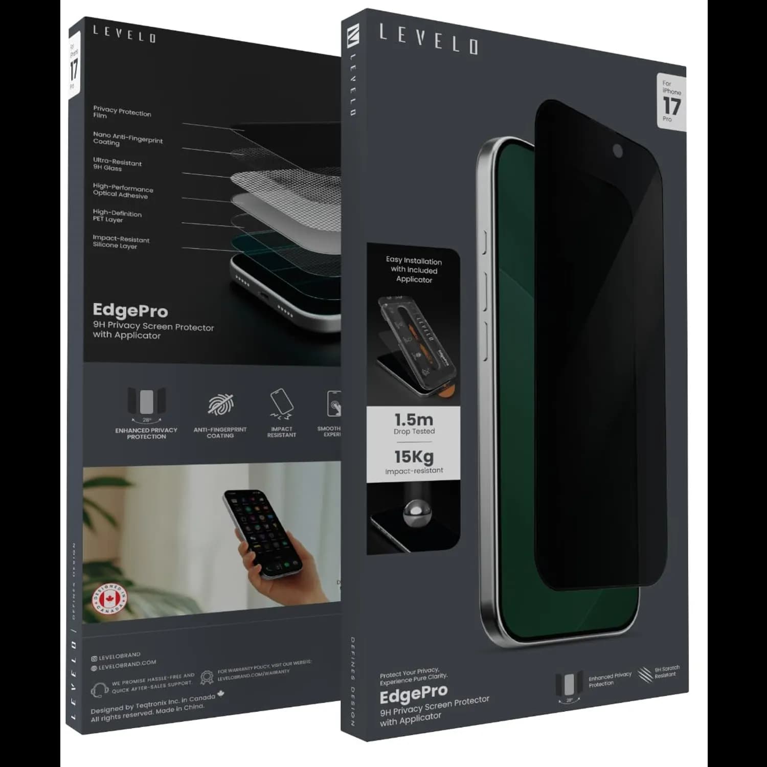 Levelo EdgePro 9H Screen Protector With Applicator — Black 2