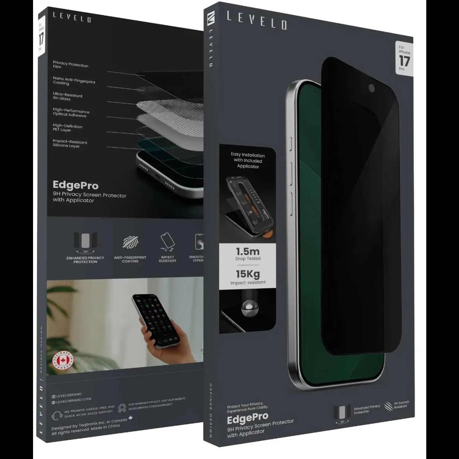 Levelo EdgePro 9H Screen Protector With Applicator — Black 4