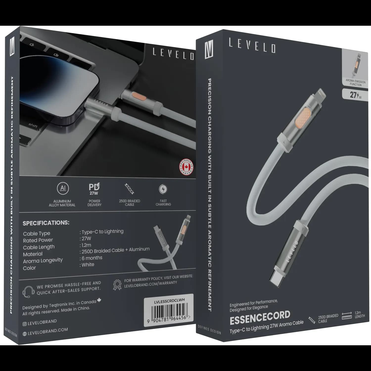 Levelo Engineered for Performance Designed for Elegance Essencecord
Type-C to Lightning 27W Aroma Cable 3