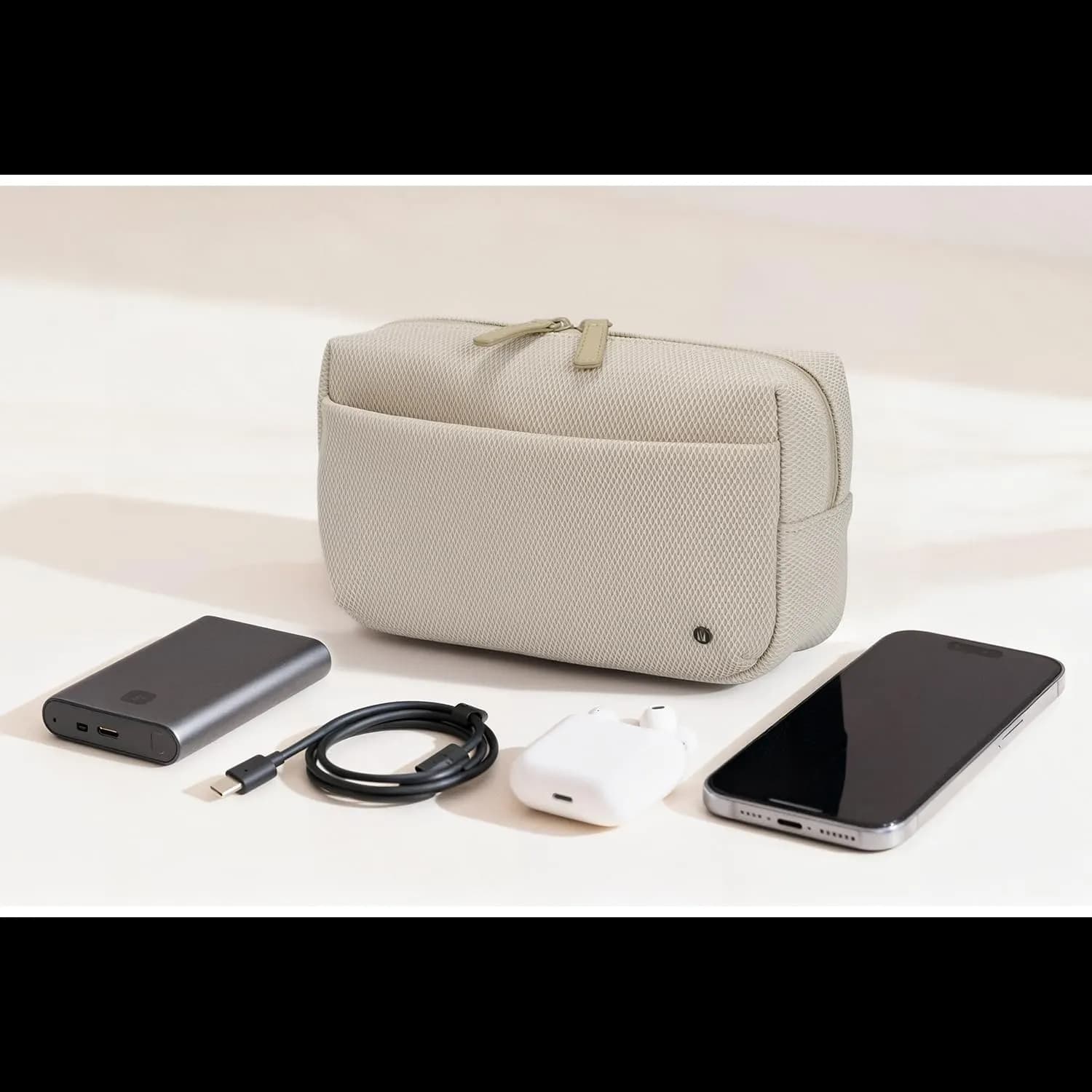 Levelo Leon Tech Organizer Pouch — Beige 4