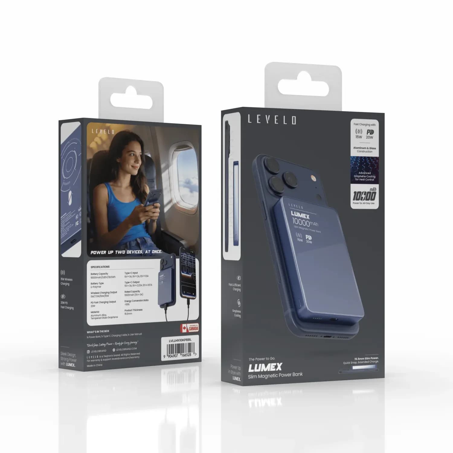 Levelo Power Bank Lumex - 10000mAh PD20W, Blue 2