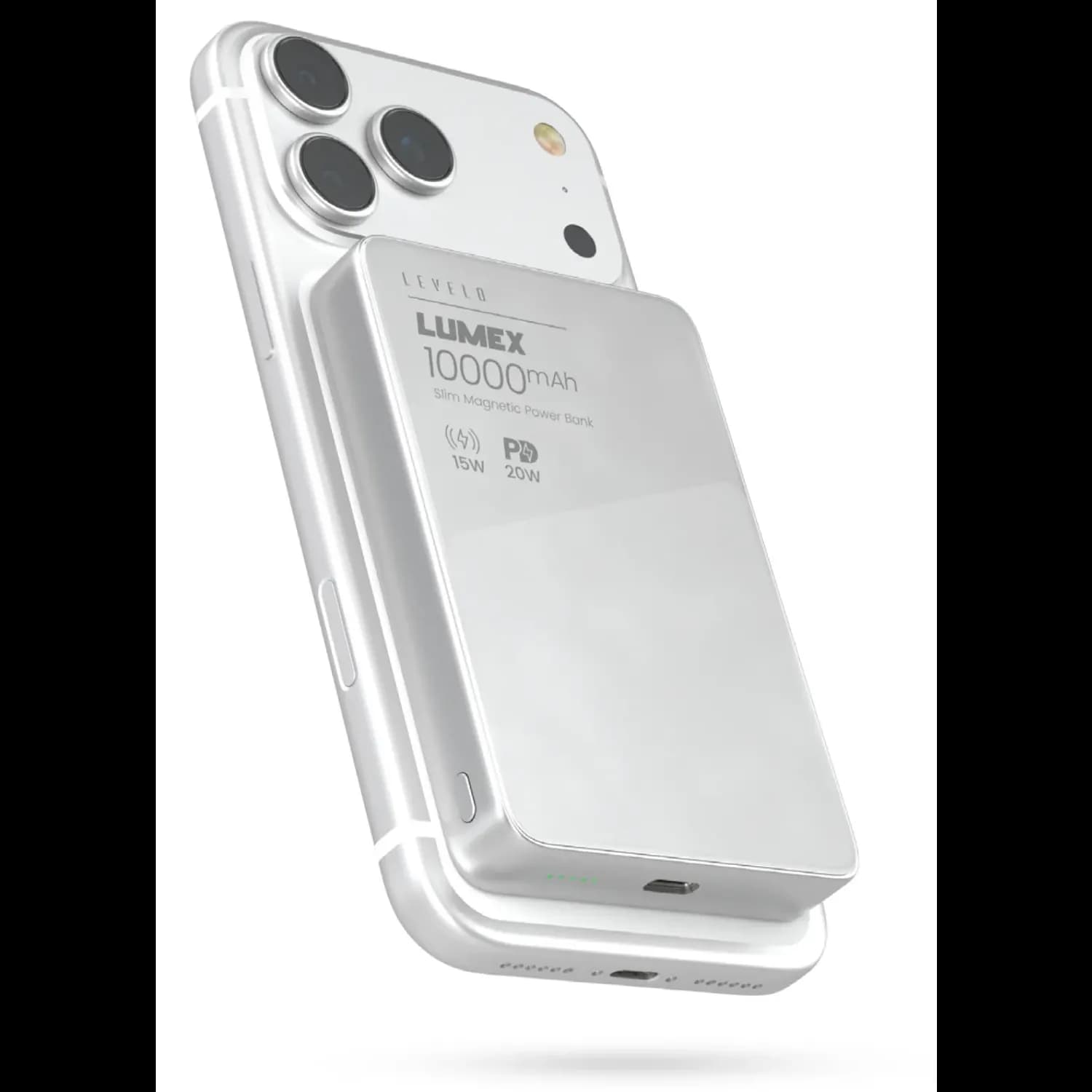 LEVELO Power Bank - 10000mAh, 20W PD Fast Charge, White — White 2