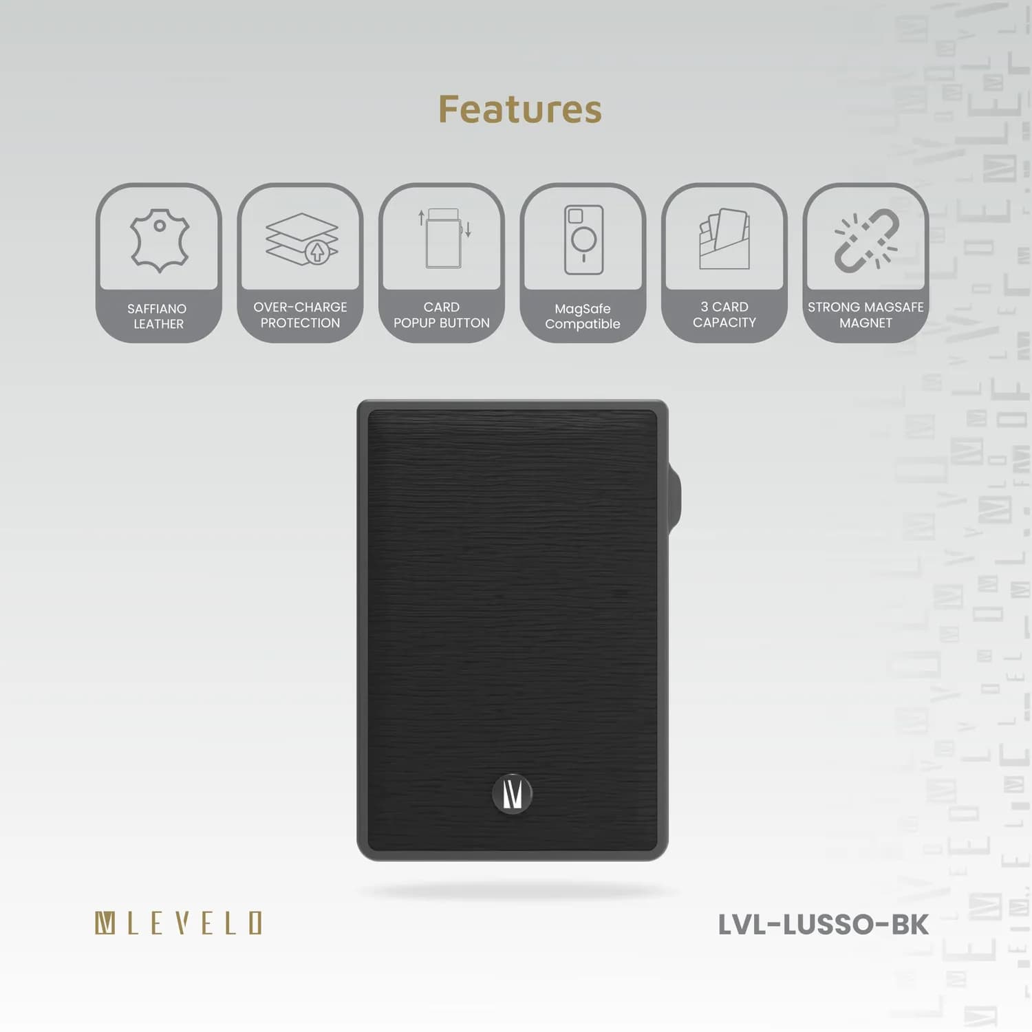 Levelo Lusso MagSafe Saffiano Leather Card Holder 3