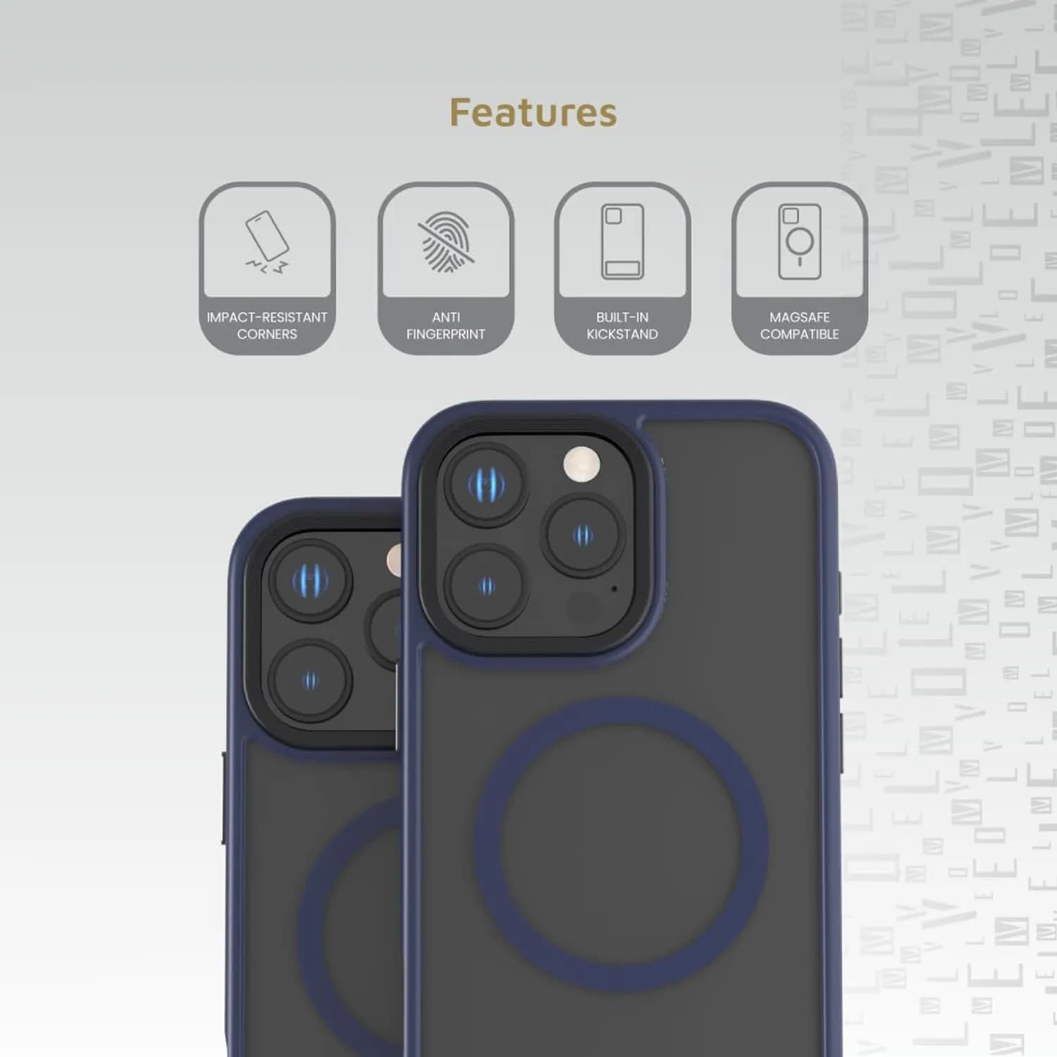 Levelo Matteo Case iPhone 16 Pro Max - Bottom Stand Grip, Blue — Blue 4