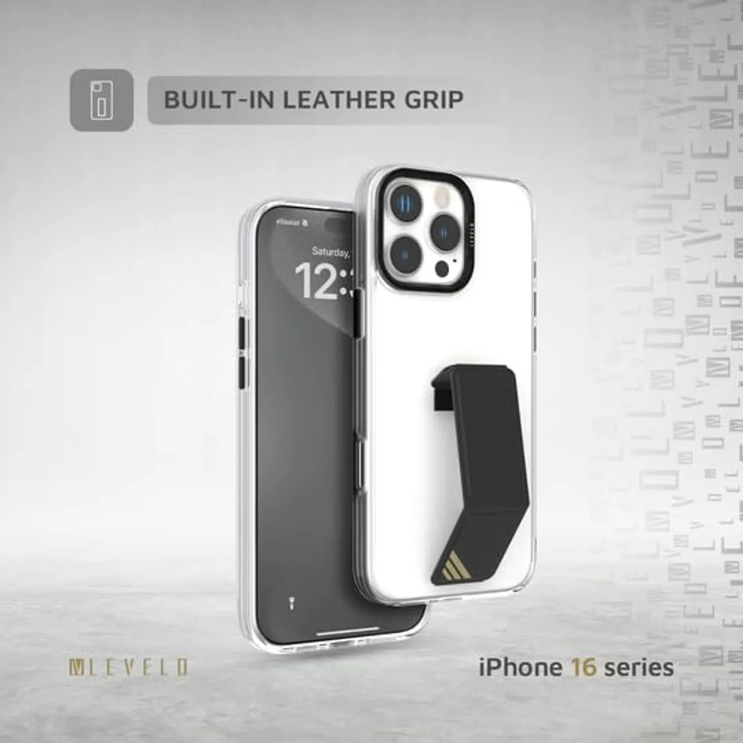 Levelo Grip Case Morphix for iPhone 16 Pro - Kick Stand, Black — Black 2