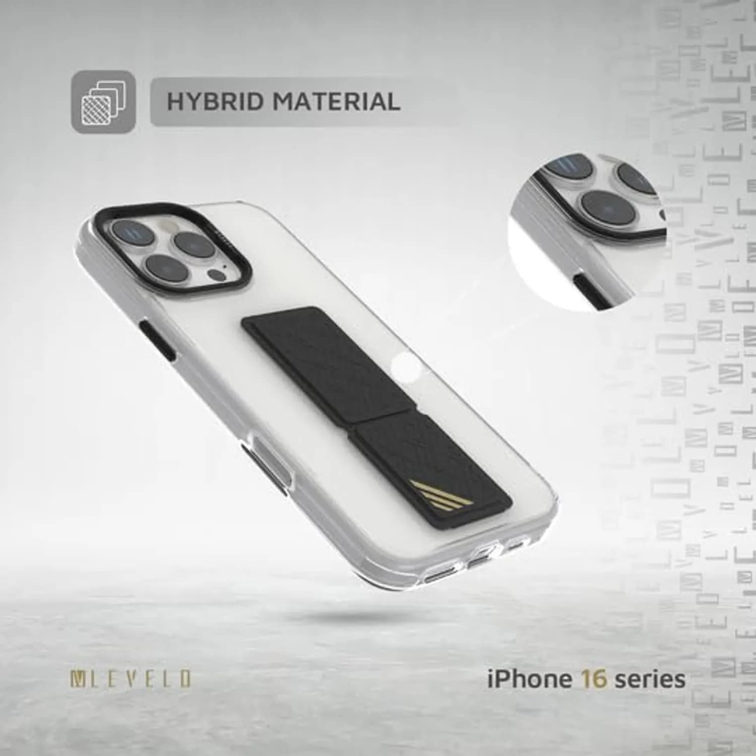 Levelo Grip Case Morphix for iPhone 16 Pro - Kick Stand, Black — Black 3