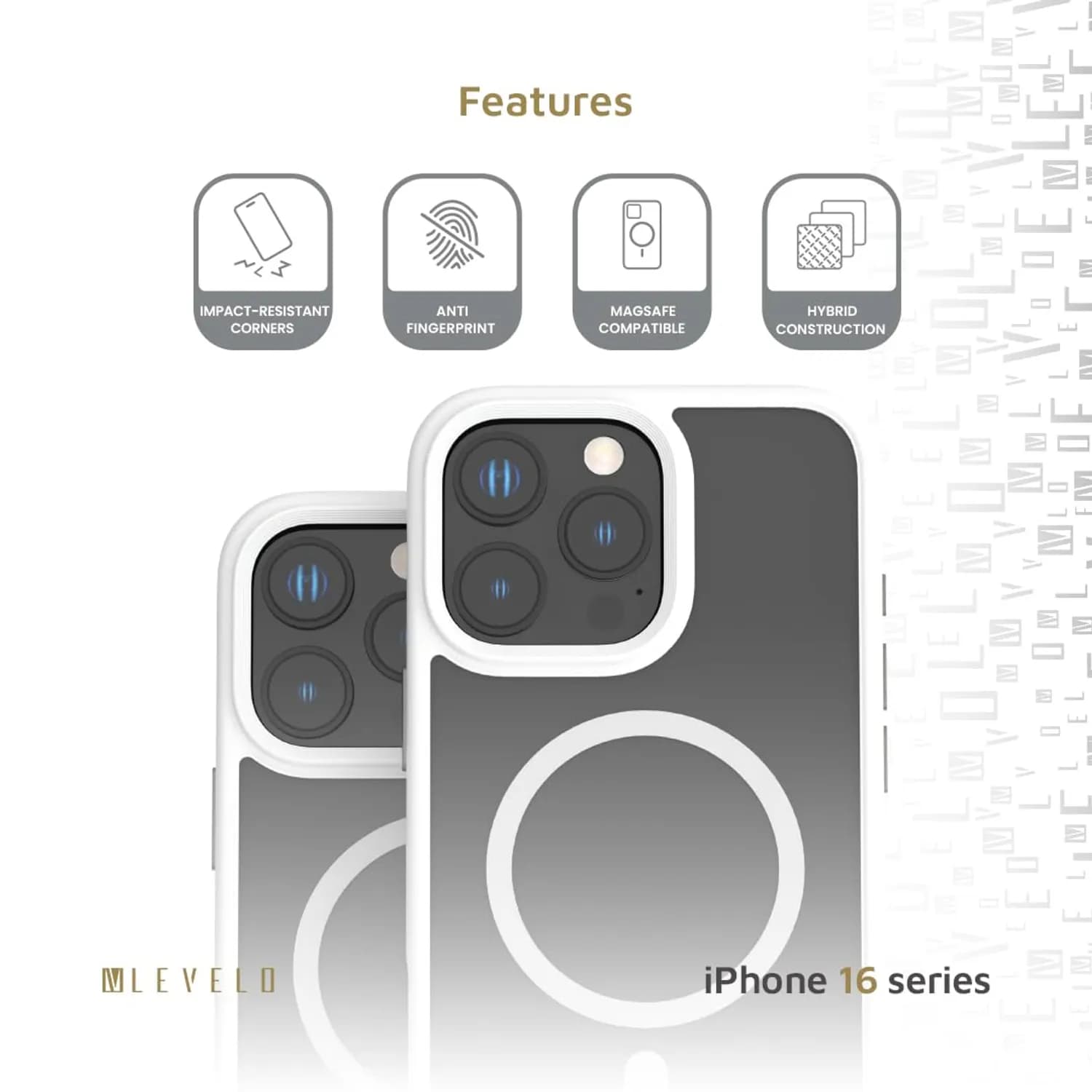 Levelo Matte Solo Case iPhone 16 Pro Max - MagSafe Compatible, White — White 2