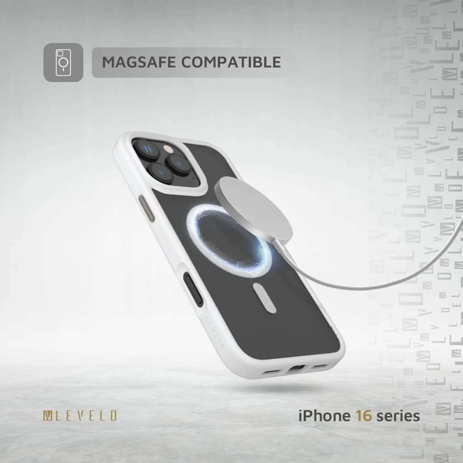 Levelo Matte Solo Case iPhone 16 Pro Max - MagSafe Compatible, White — White 3