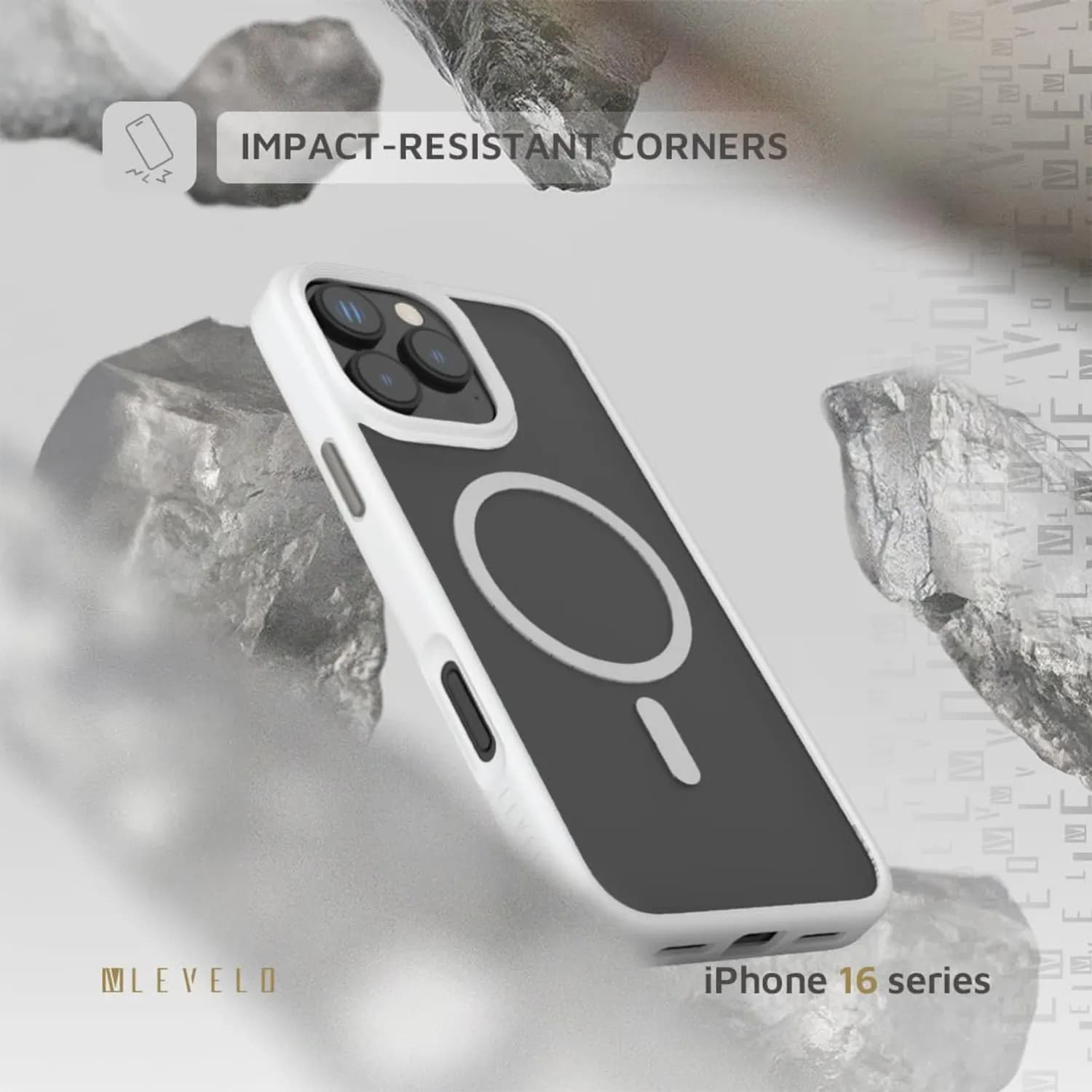 Levelo Matte Solo Case iPhone 16 Pro Max - MagSafe Compatible, White — White 5