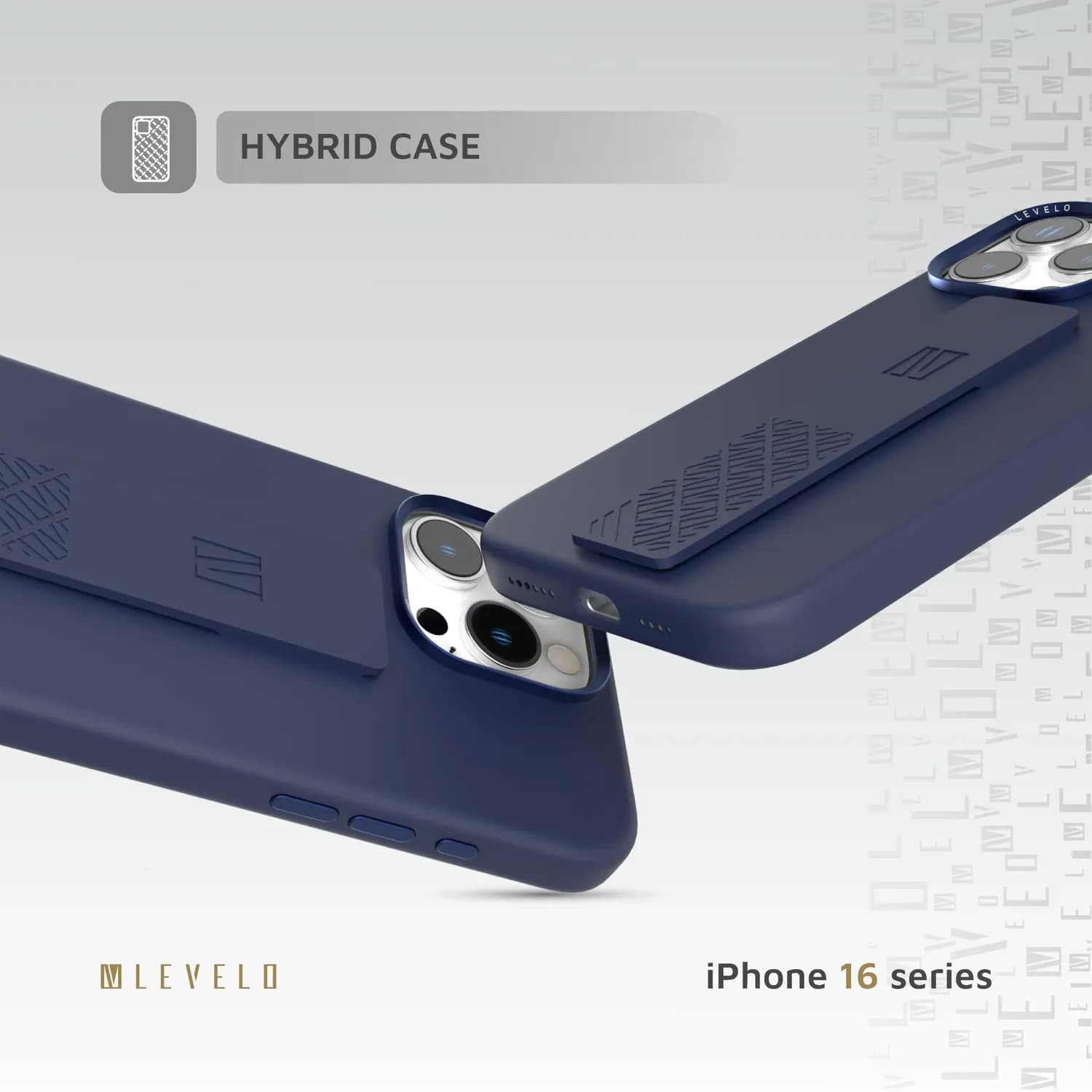 Levelo Silicone Case Morphix iPhone 16 Pro Max- Built-In Grip, Deep Blue — Blue 4