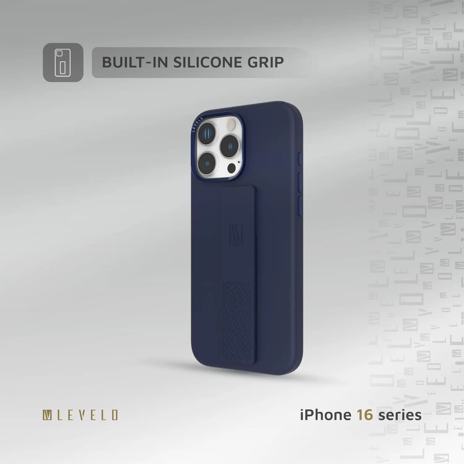 Levelo Silicone Case Morphix iPhone 16 Pro Max- Built-In Grip, Deep Blue — Blue 5