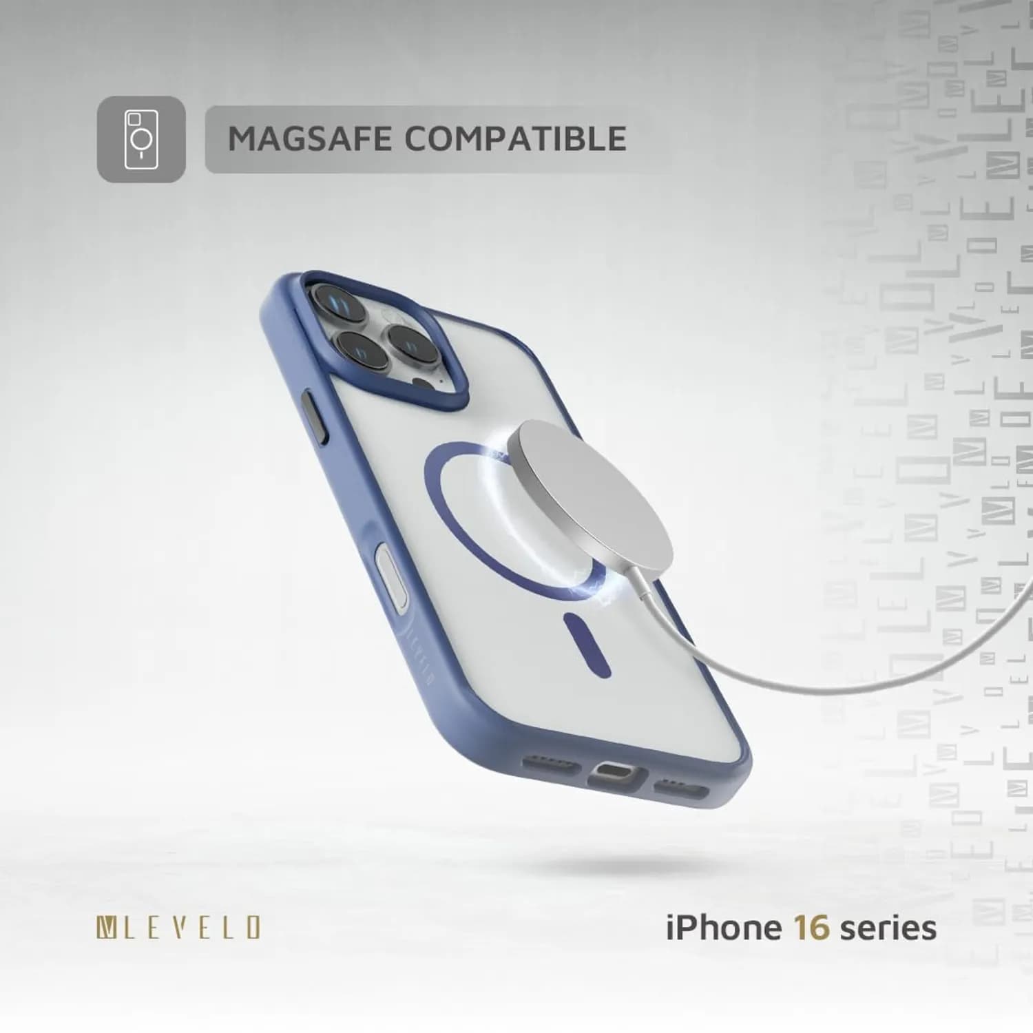 Levelo MagSafe Solo Case iPhone 16 Pro - Armored Defense, Deep Blue 5