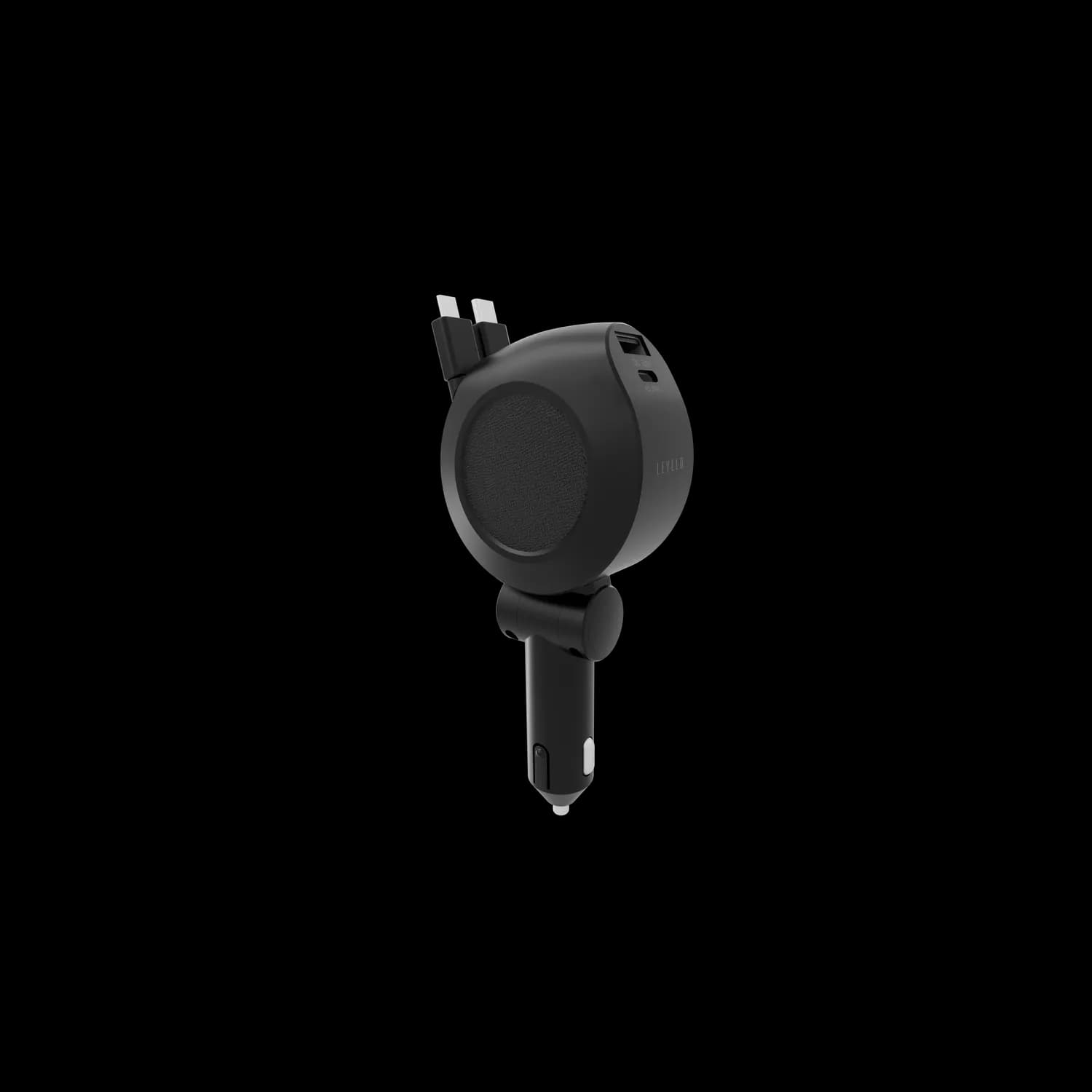 Levelo Orbis 4 In 1 Saffiano Leather Car Charger With Built-In Retractable 2 Type 1